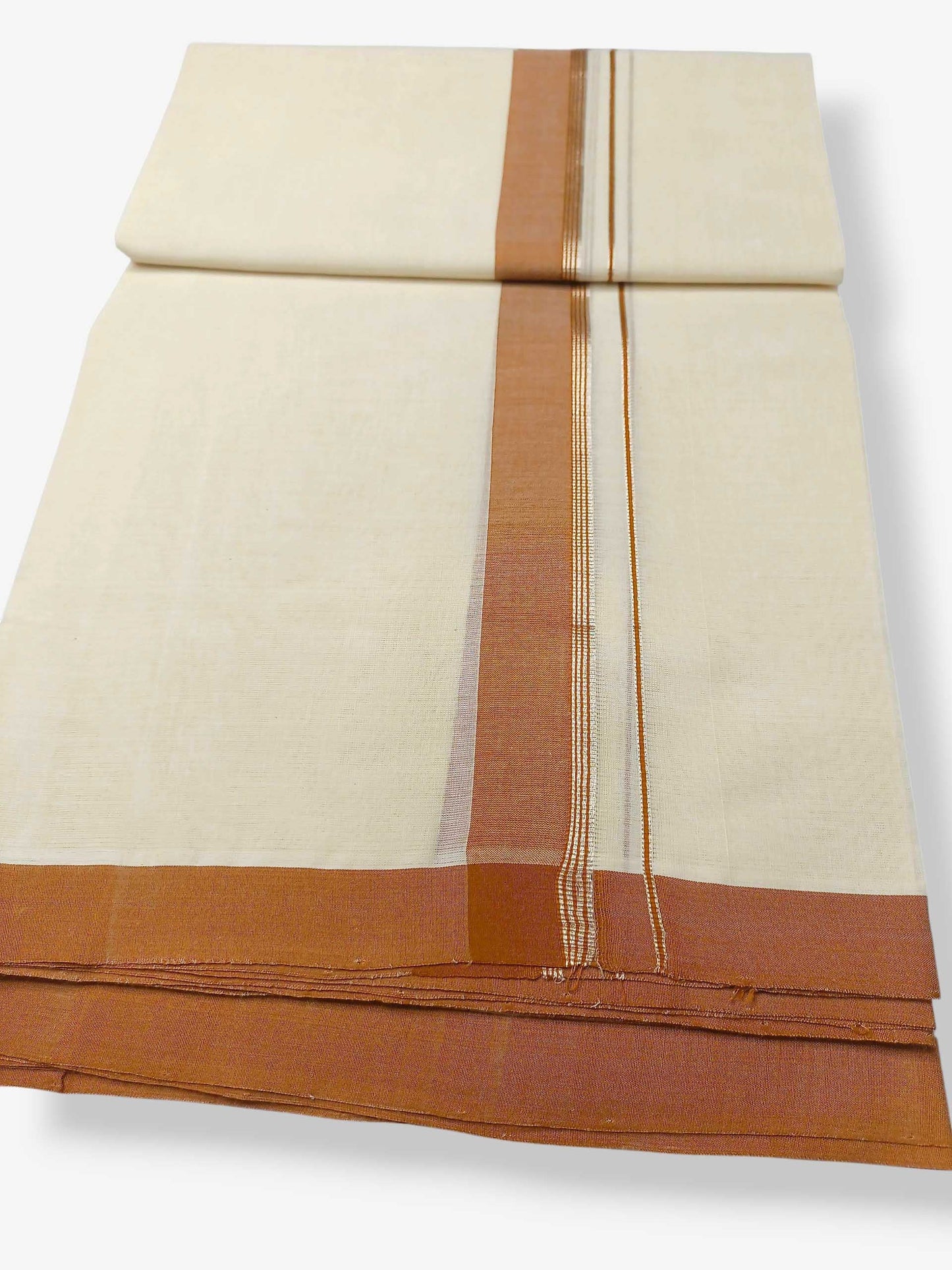 Balaramapuram Handloom Double Mundu Pure Cotton with Yellow Border