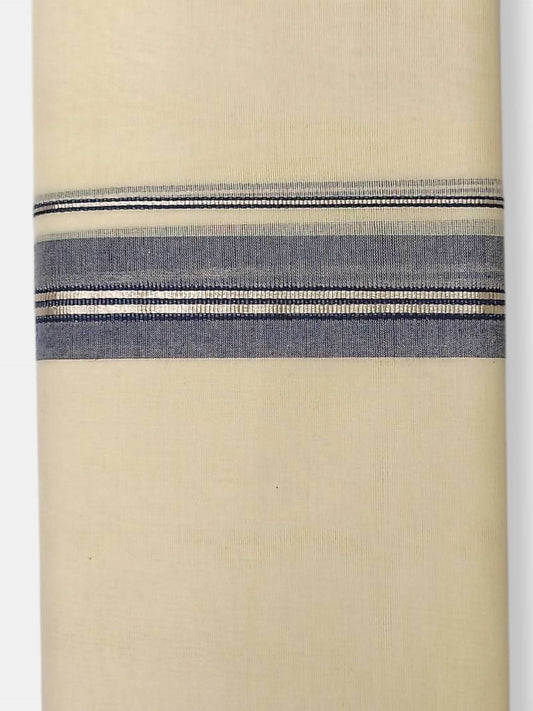 Balaramapuram Handloom Double Mundu Pure Cotton with Blue Border