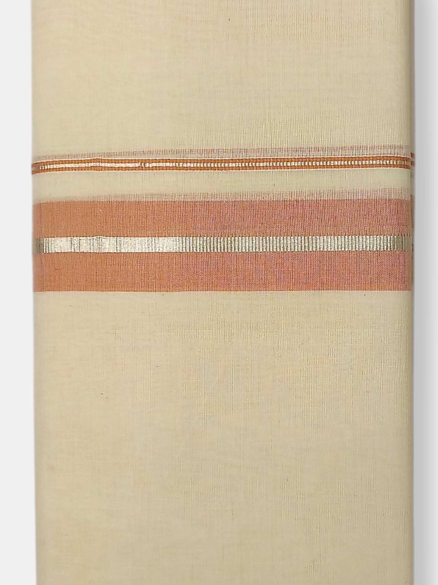 Balaramapuram Handloom Double Mundu Pure Cotton with Peach Border