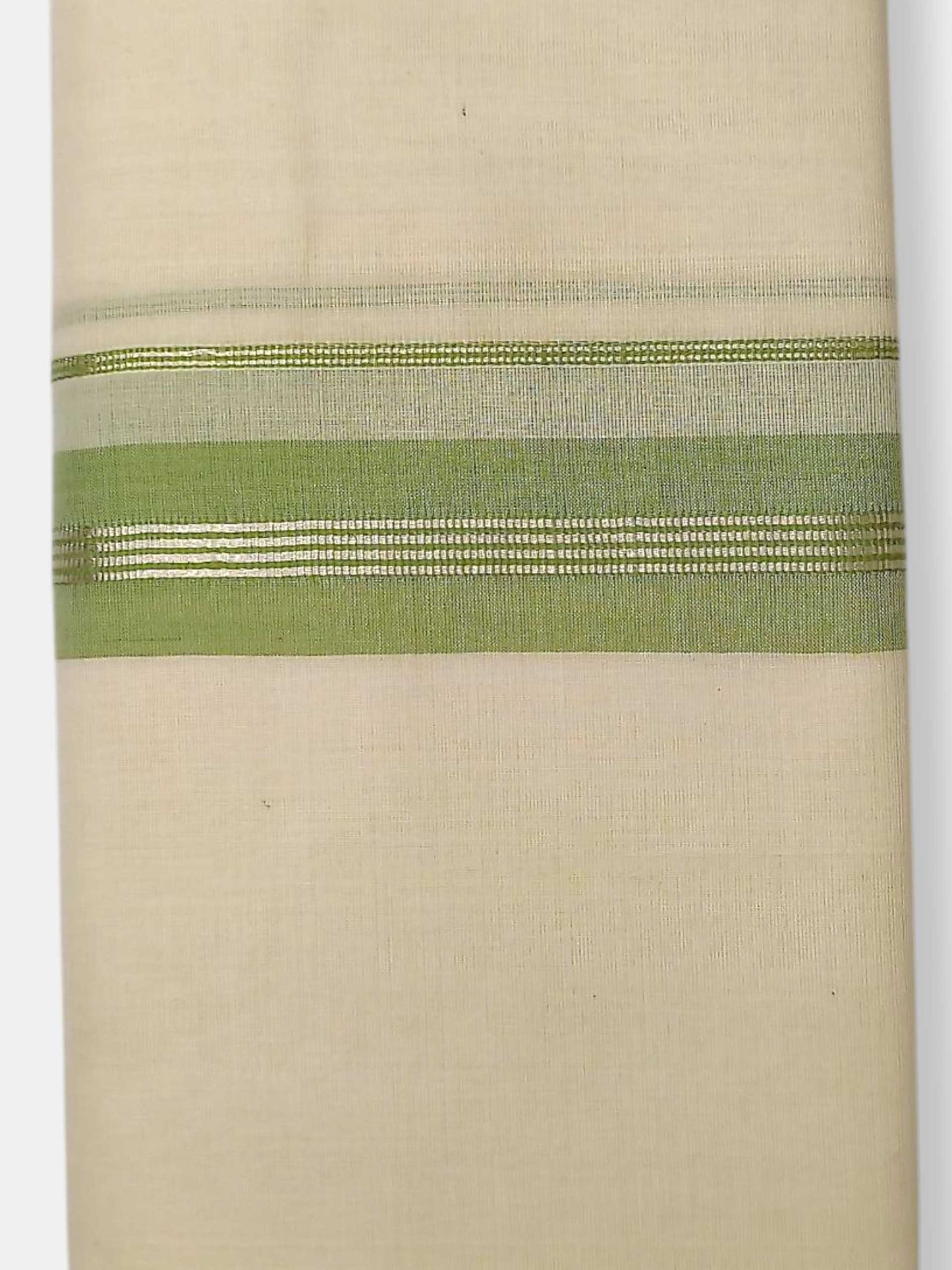 Balaramapuram Handloom Double Mundu Pure Cotton with Green Border