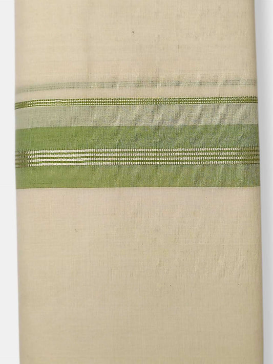 Balaramapuram Handloom Double Mundu Pure Cotton with Green Border
