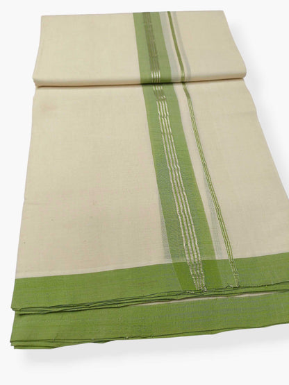 Balaramapuram Handloom Double Mundu Pure Cotton with Green Border