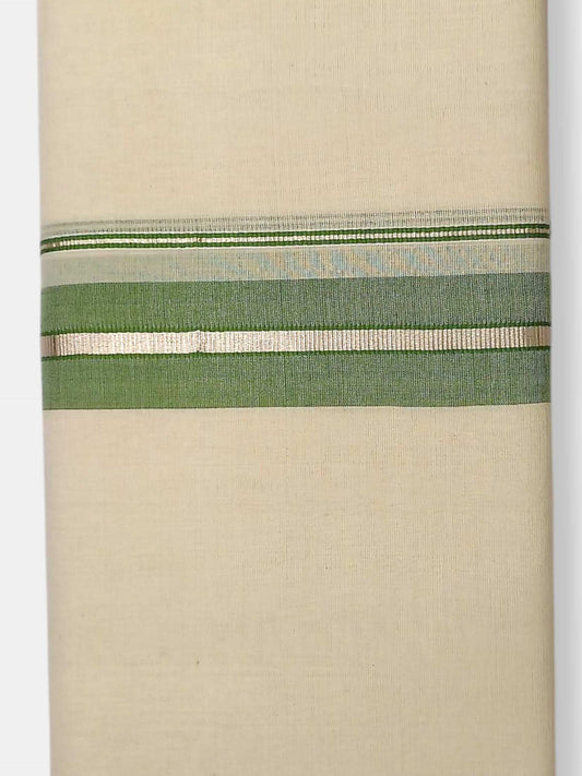 Balaramapuram Handloom Double Mundu Pure Cotton with Green Border