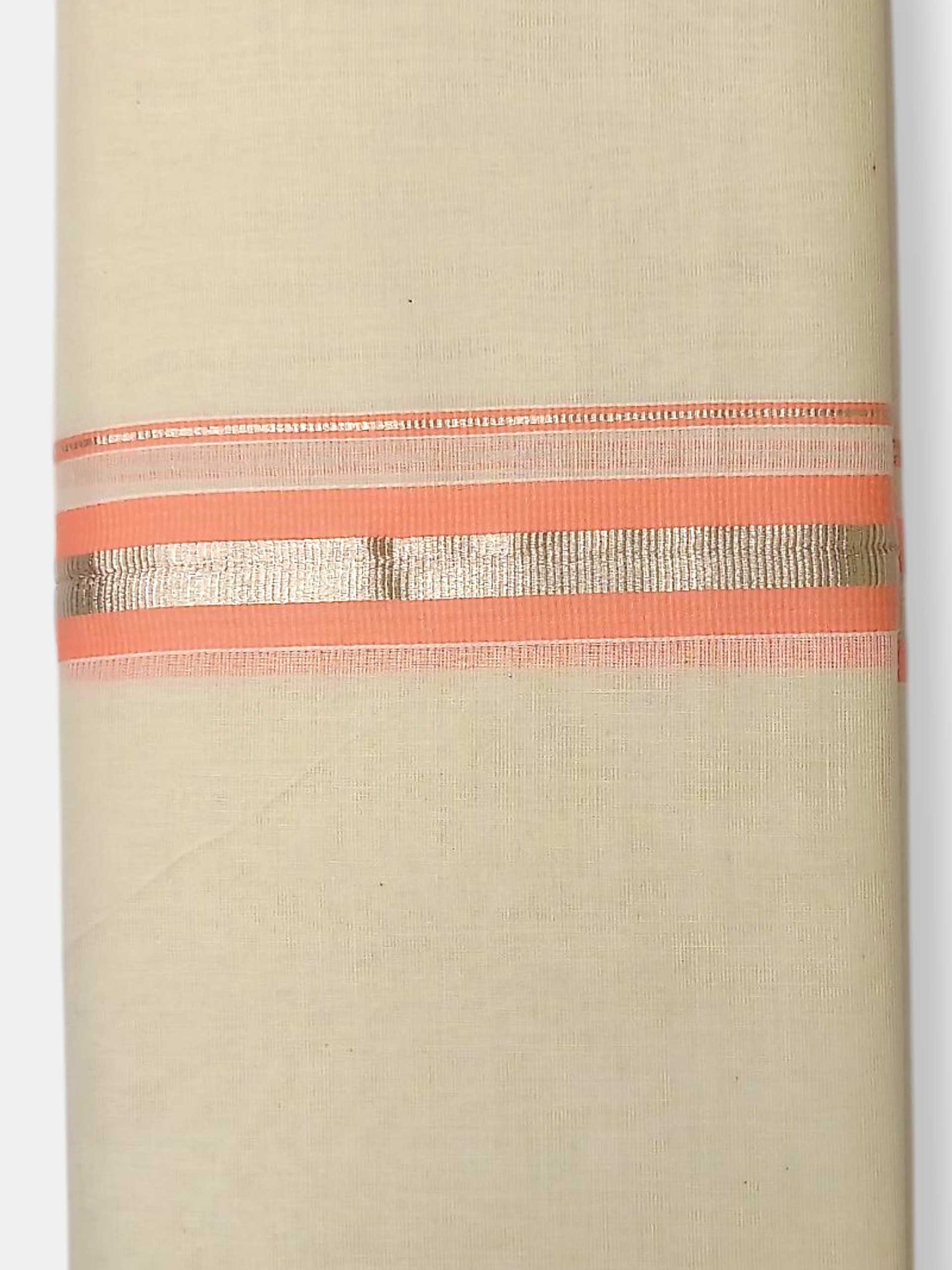 Balaramapuram Handloom Double Mundu Pure Cotton with Orange Border