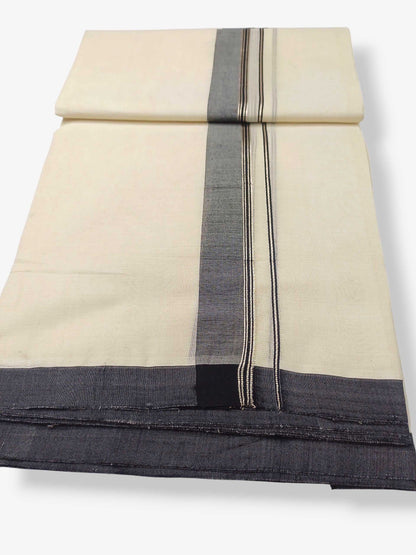 Balaramapuram Handloom Double Mundu Pure Cotton with Black Border