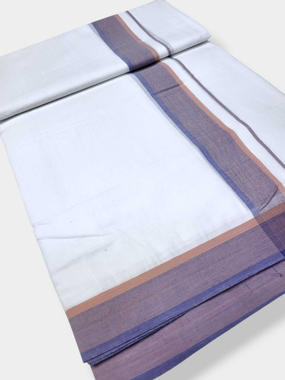 Pure White Cotton Men's Double Dhoti