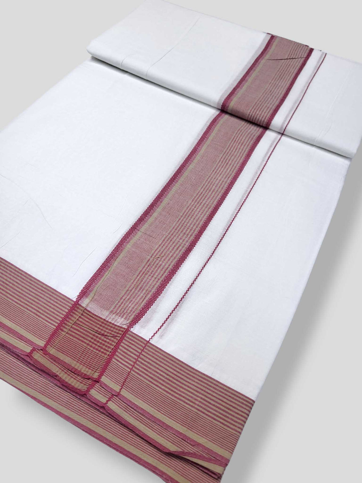 Pure White Cotton Men's Double Dhoti