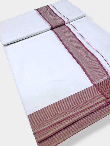Pure White Cotton Men's Double Dhoti
