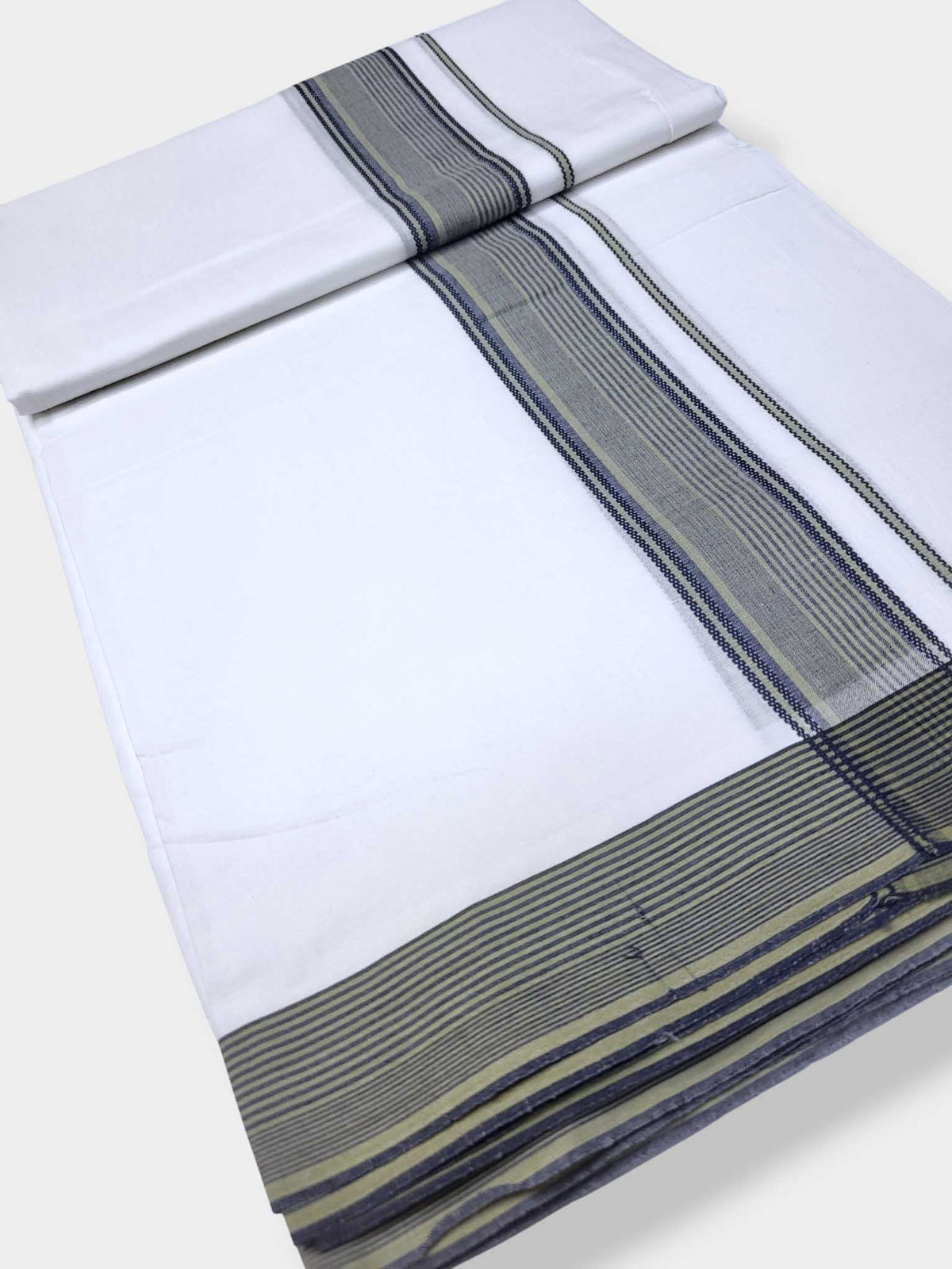 Pure White Cotton Men's Double Dhoti