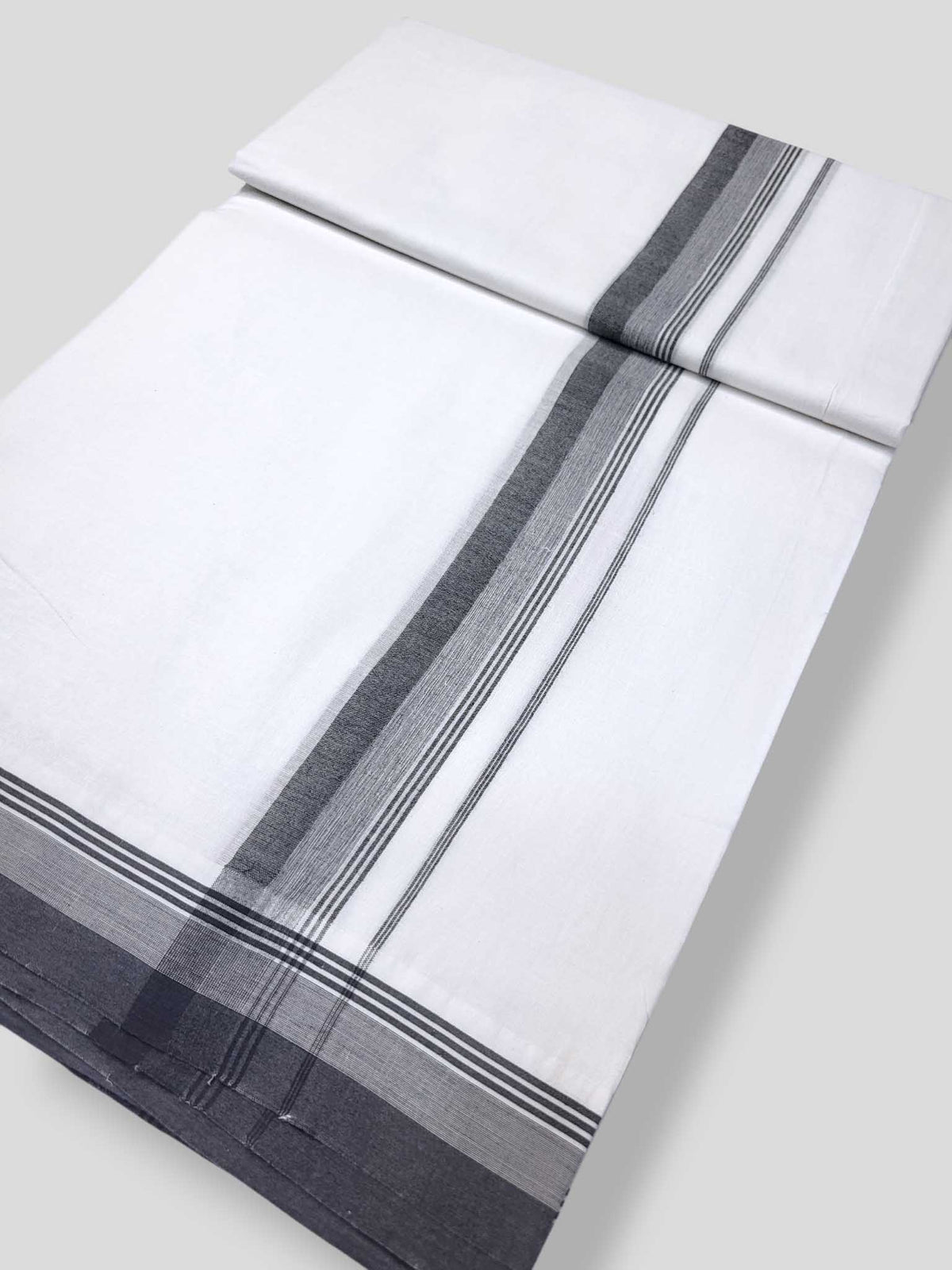 Pure White Cotton Men's Double Dhoti