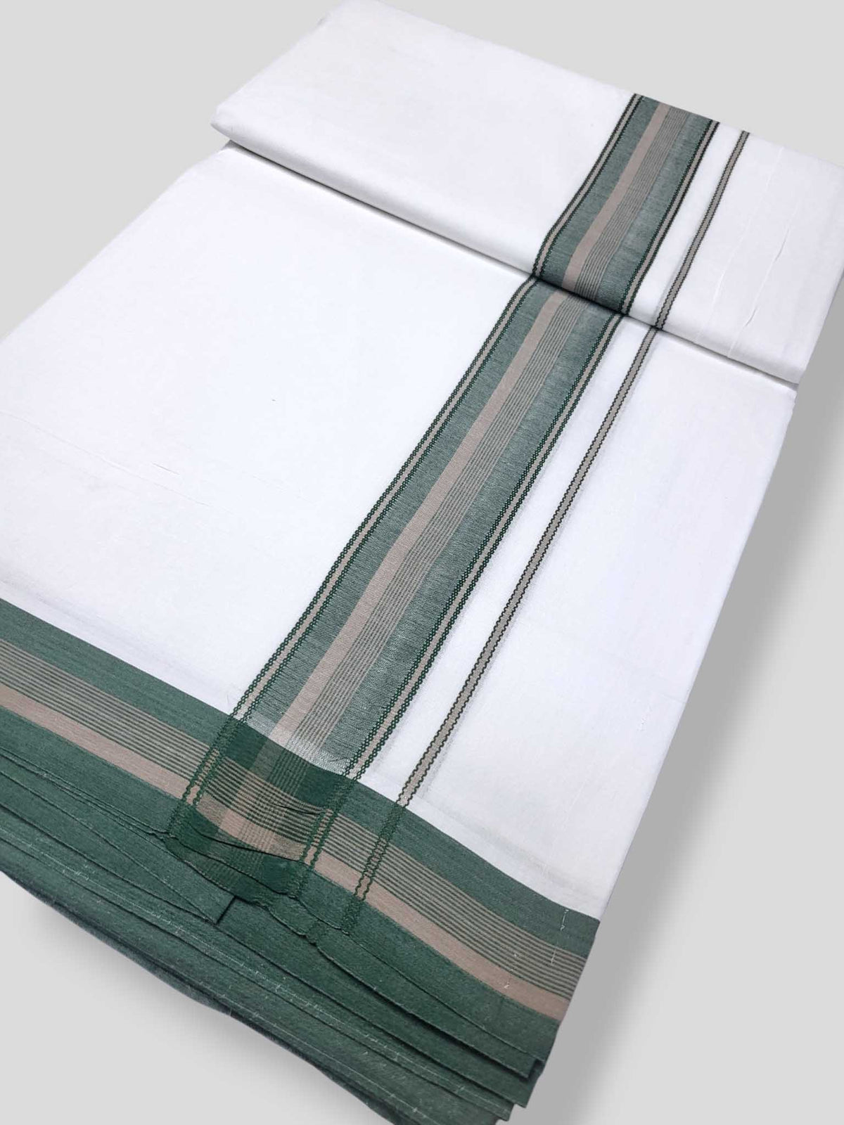 Pure White Cotton Men's Double Dhoti