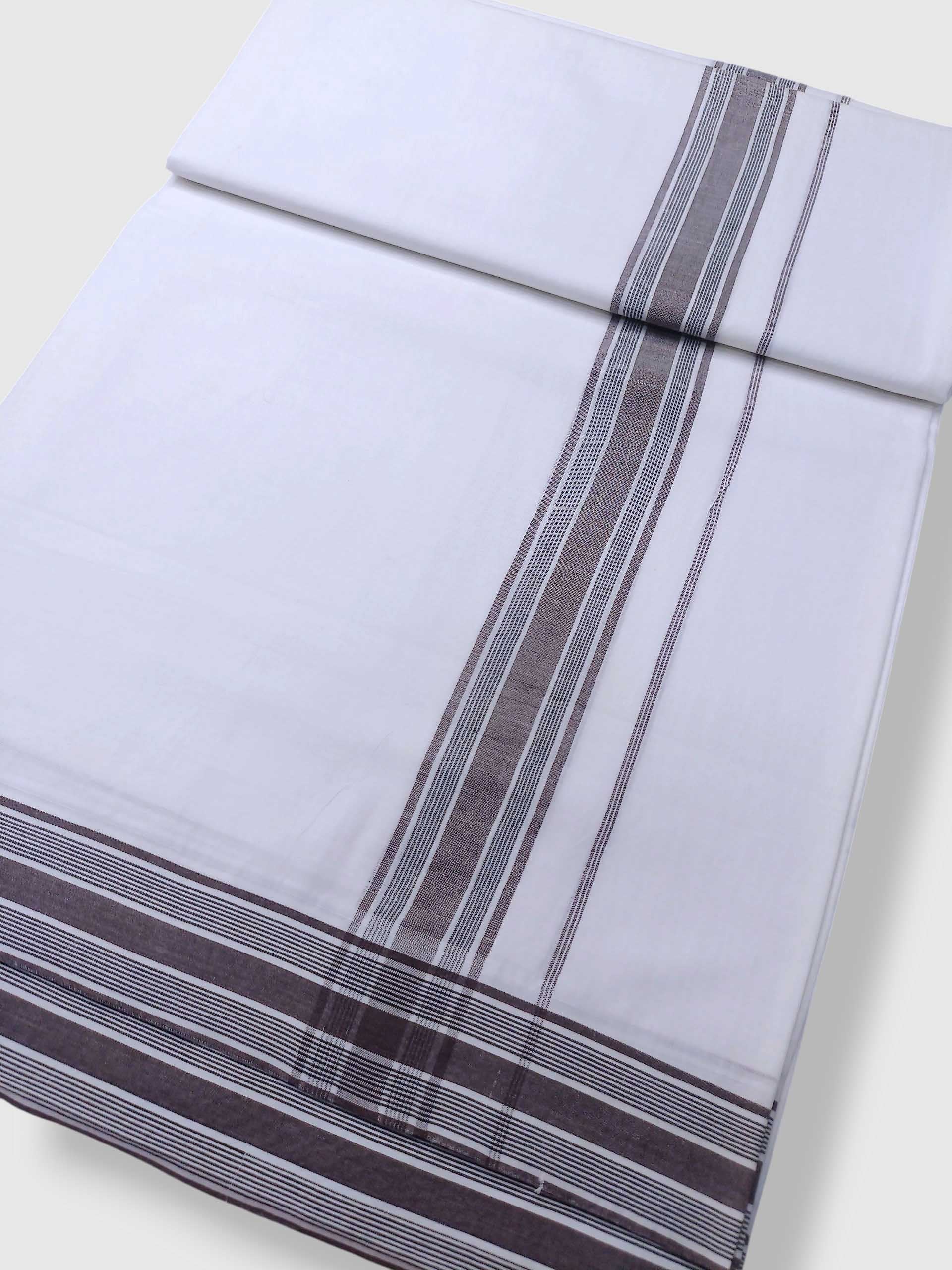 Pure White Cotton Men's Double Dhoti