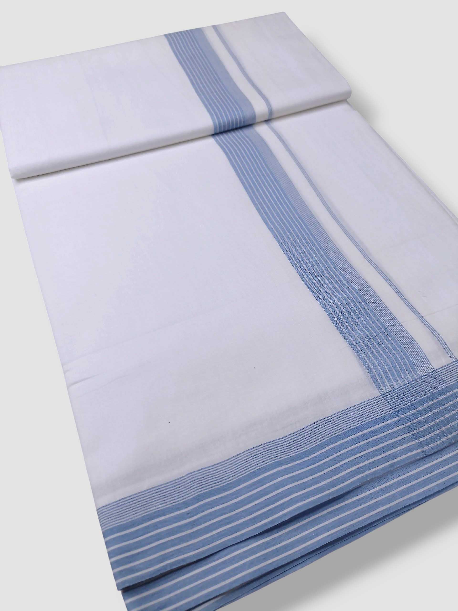Pure White Cotton Men's Double Dhoti