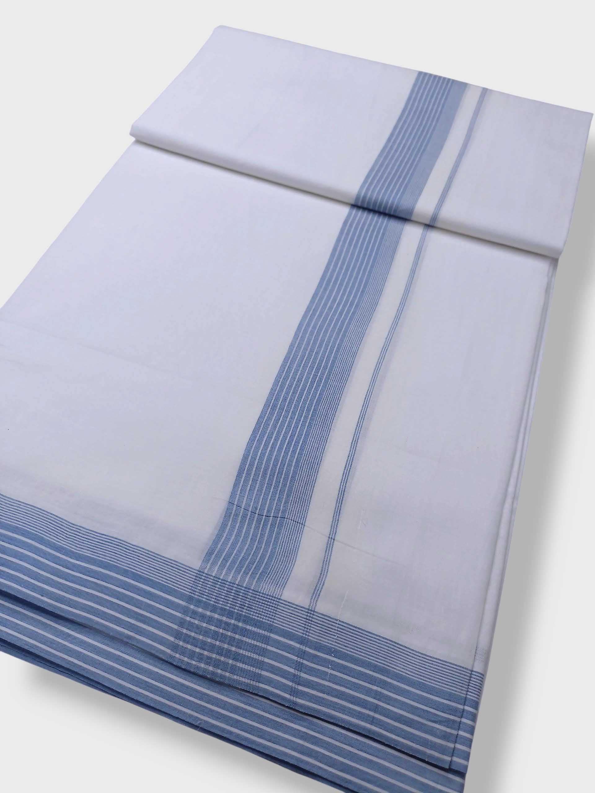 Pure White Cotton Men's Double Dhoti