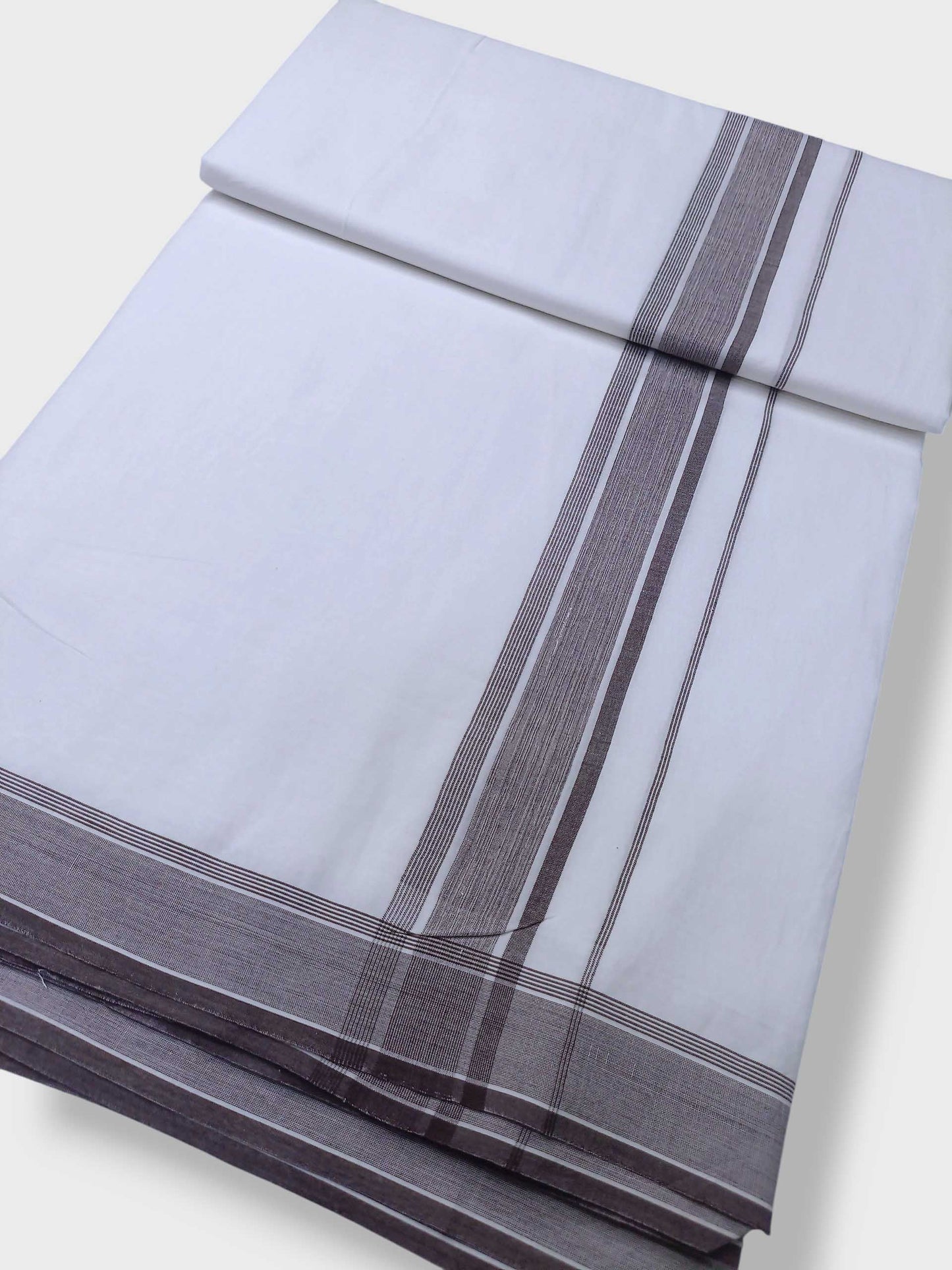 Pure White Cotton Men's Double Dhoti
