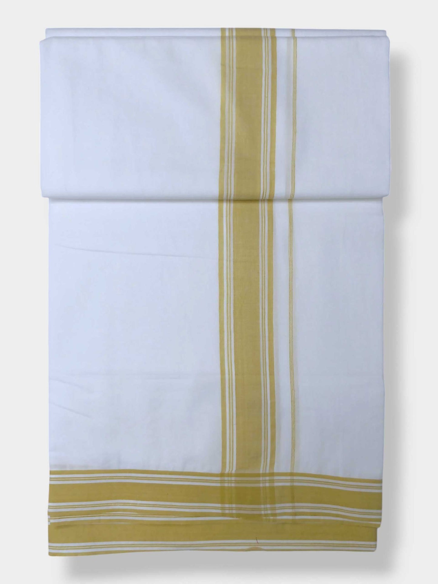 Pure White Cotton Men's Double Dhoti
