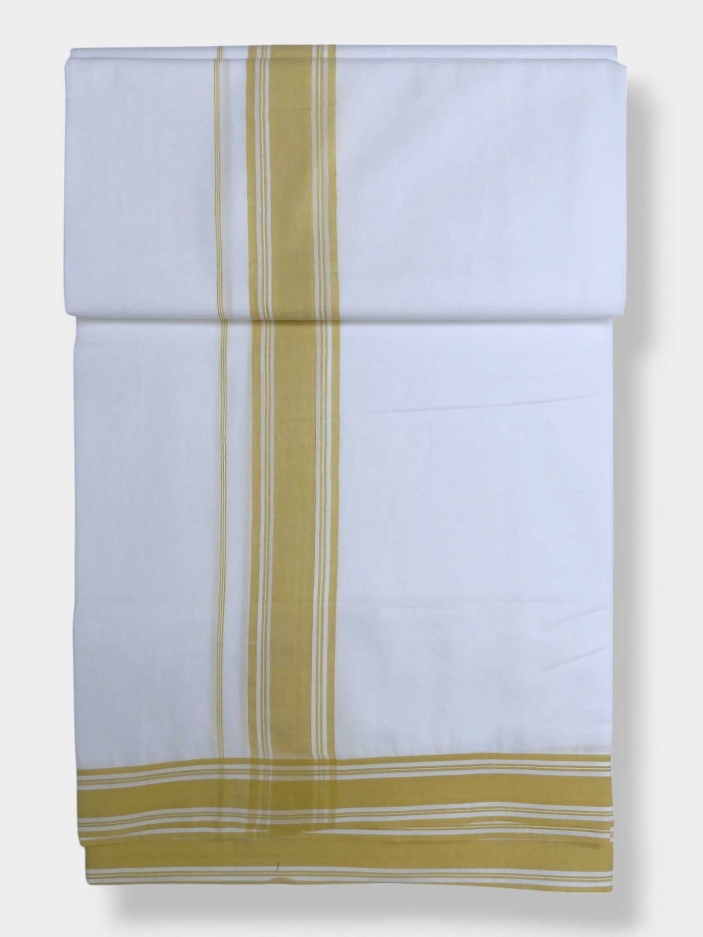 Pure White Cotton Men's Double Dhoti