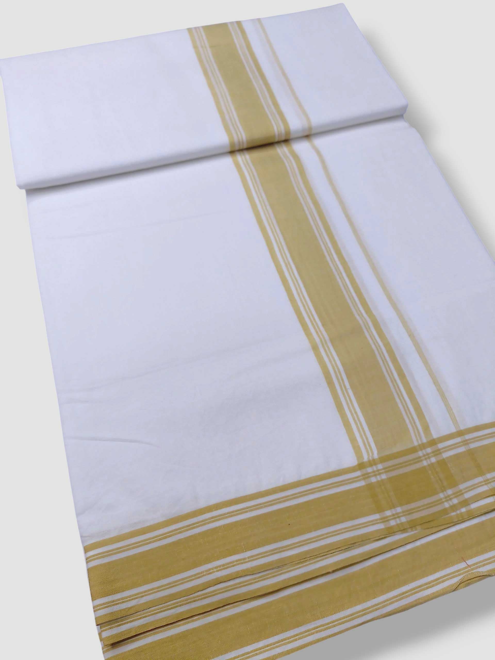 Pure White Cotton Men's Double Dhoti