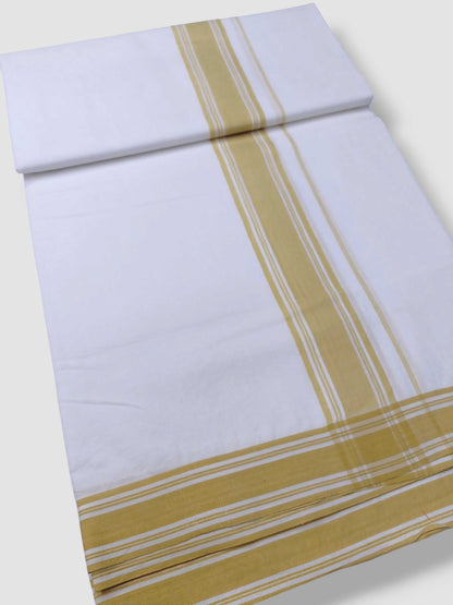 Pure White Cotton Men's Double Dhoti