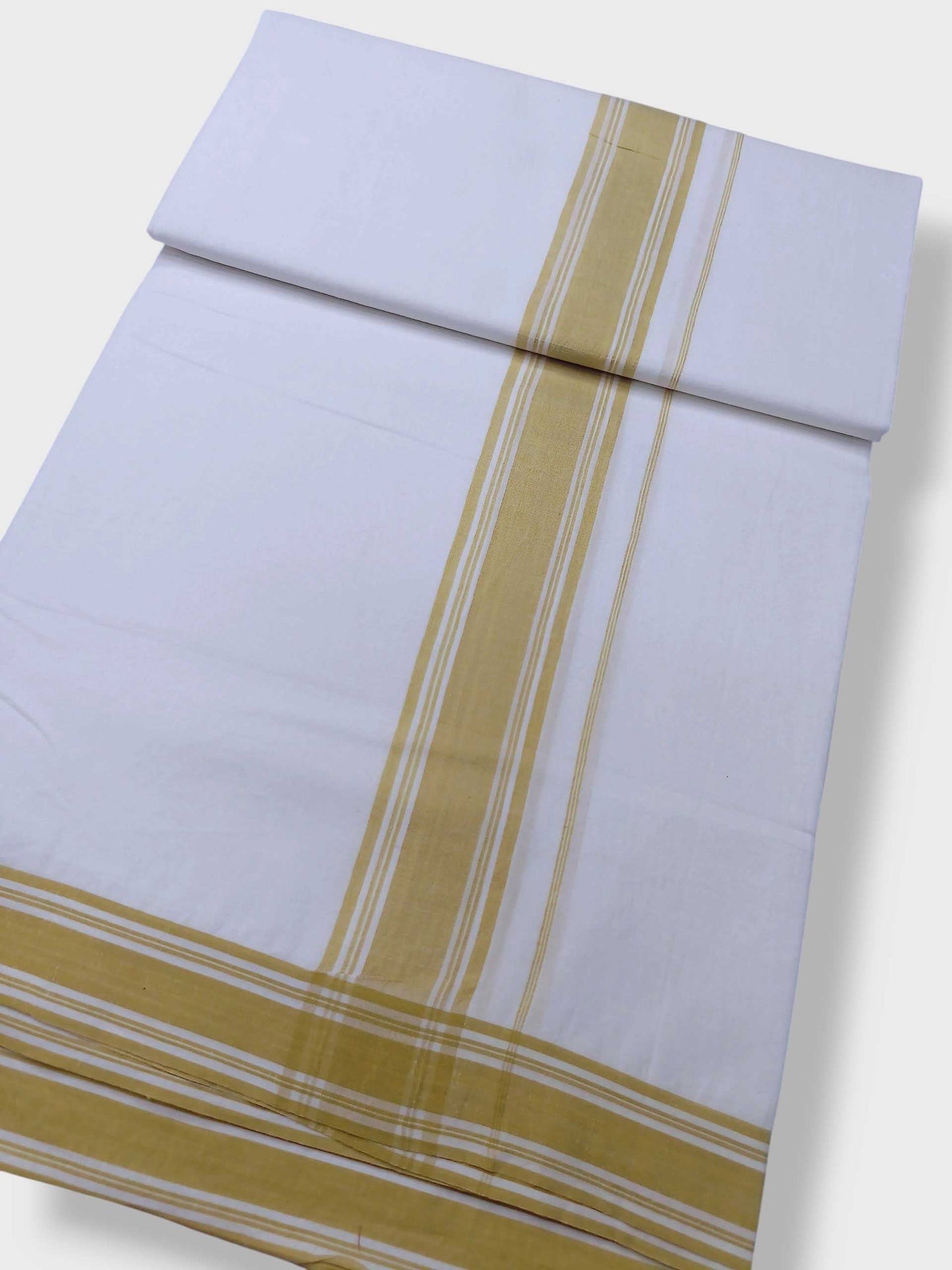 Pure White Cotton Men's Double Dhoti