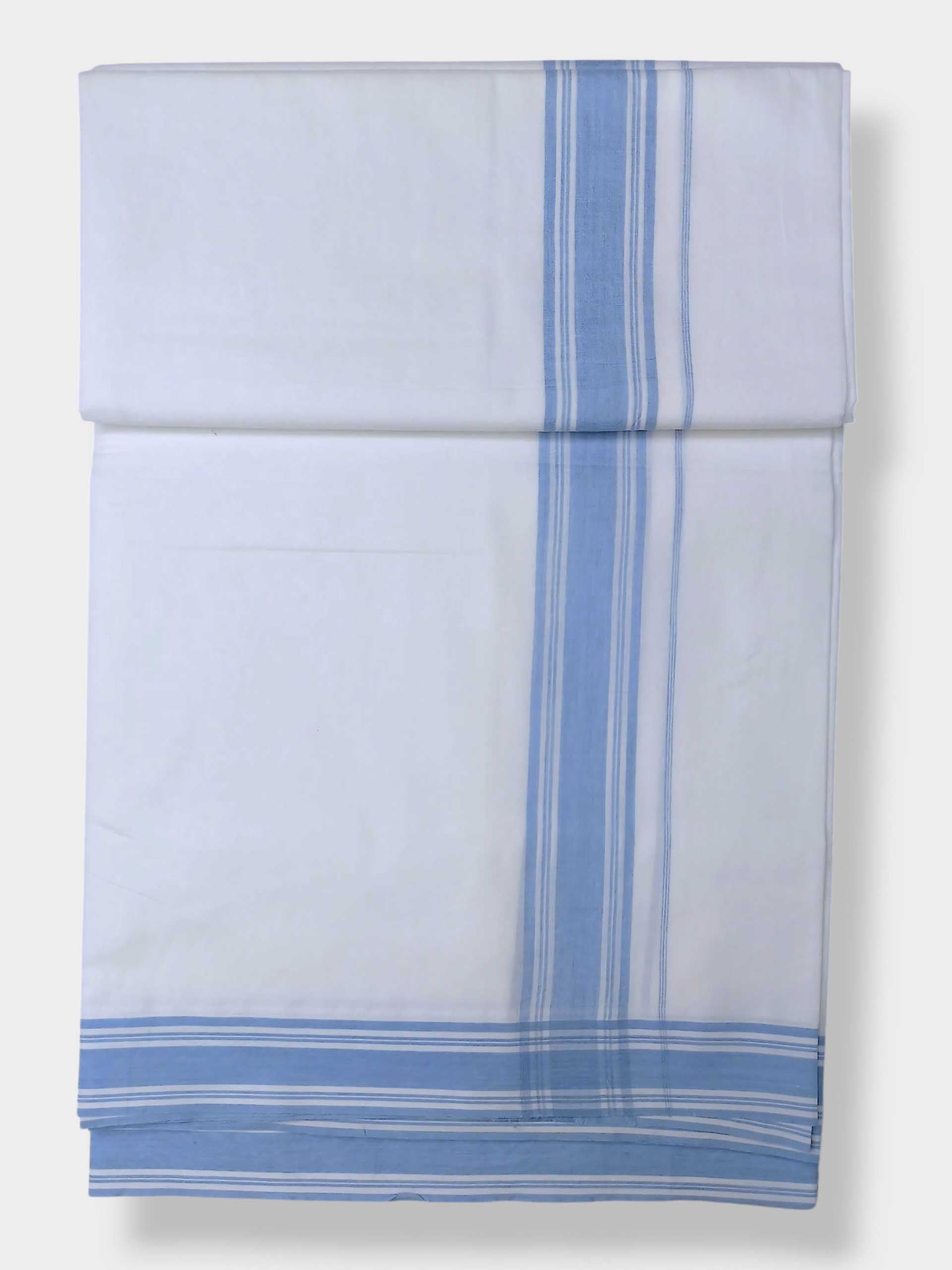 Pure White Cotton Men's Double Dhoti