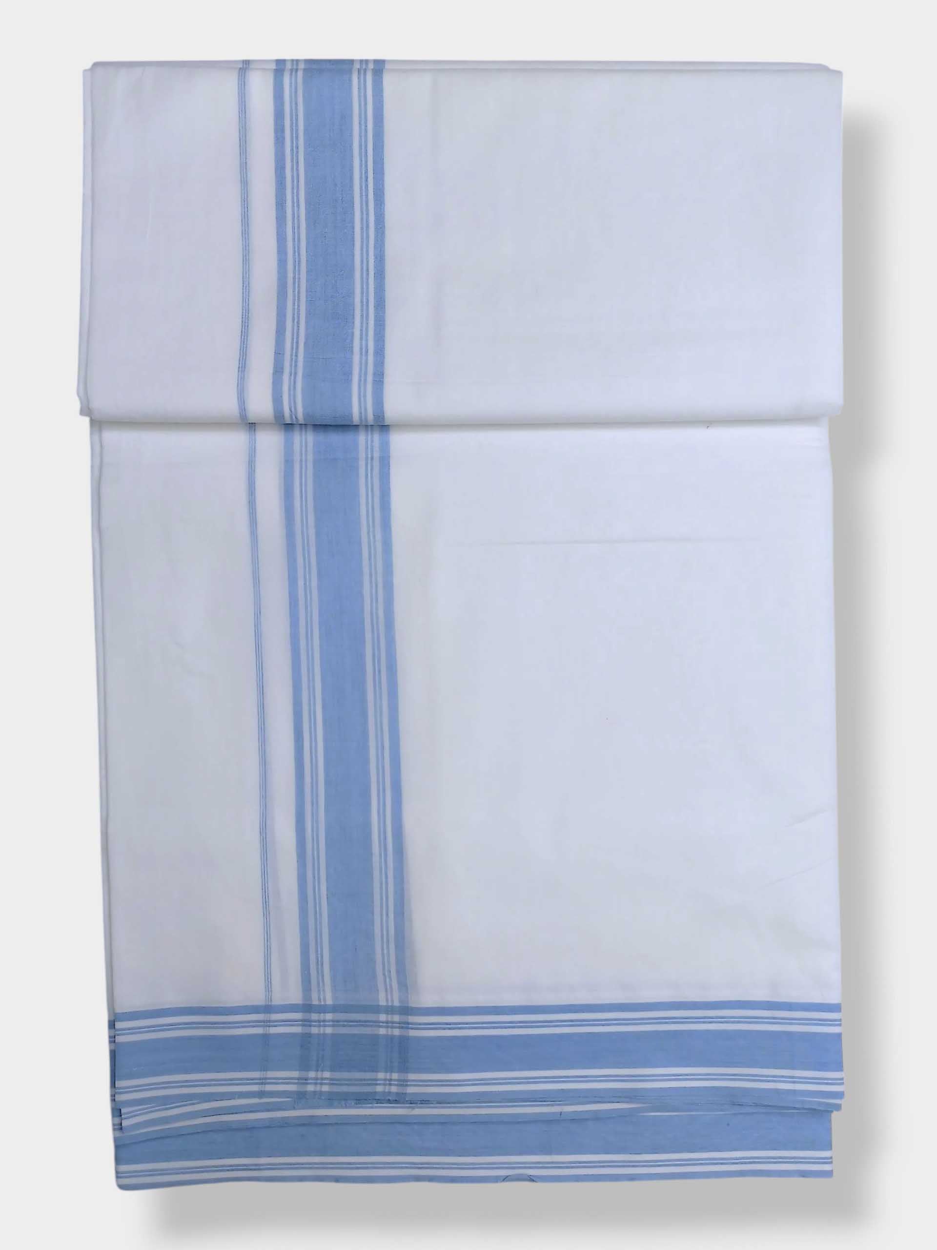 Pure White Cotton Men's Double Dhoti