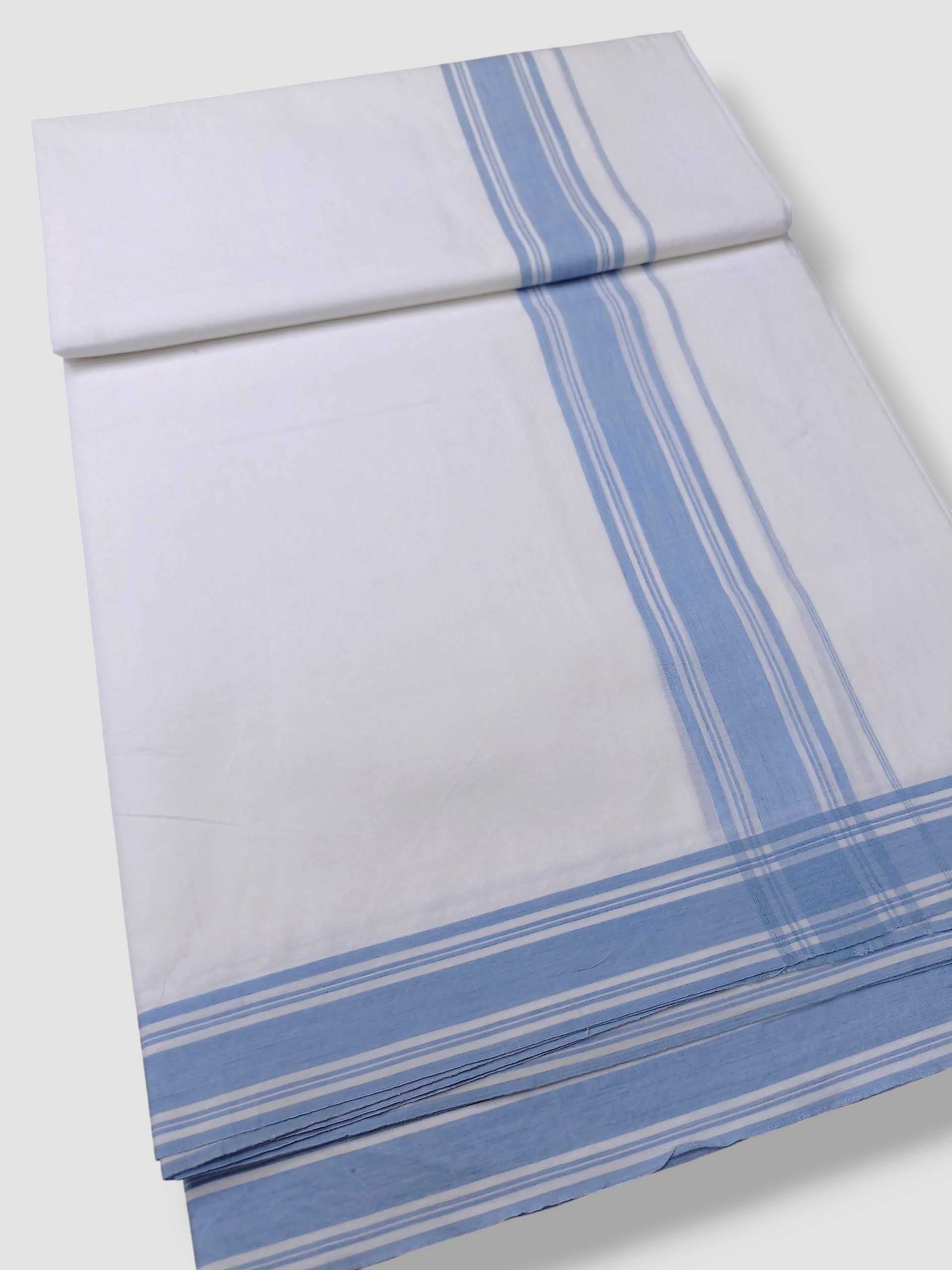 Pure White Cotton Men's Double Dhoti