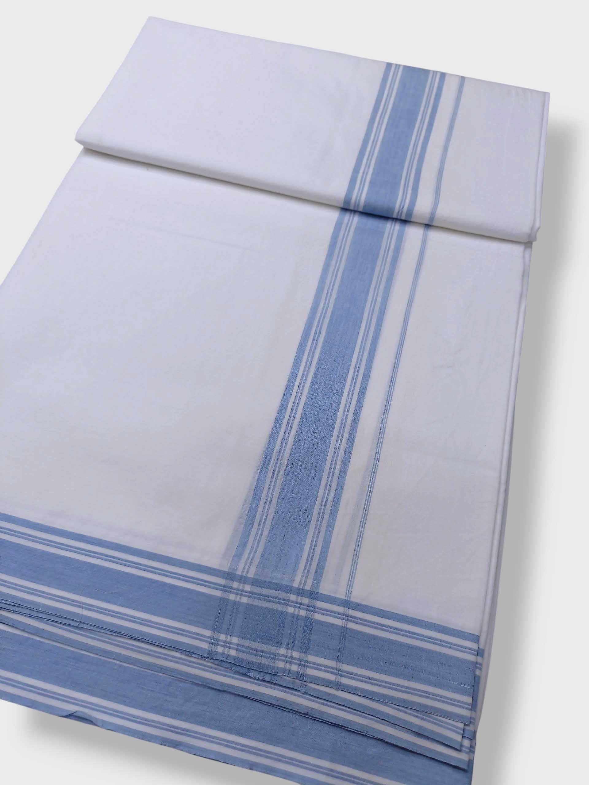 Pure White Cotton Men's Double Dhoti