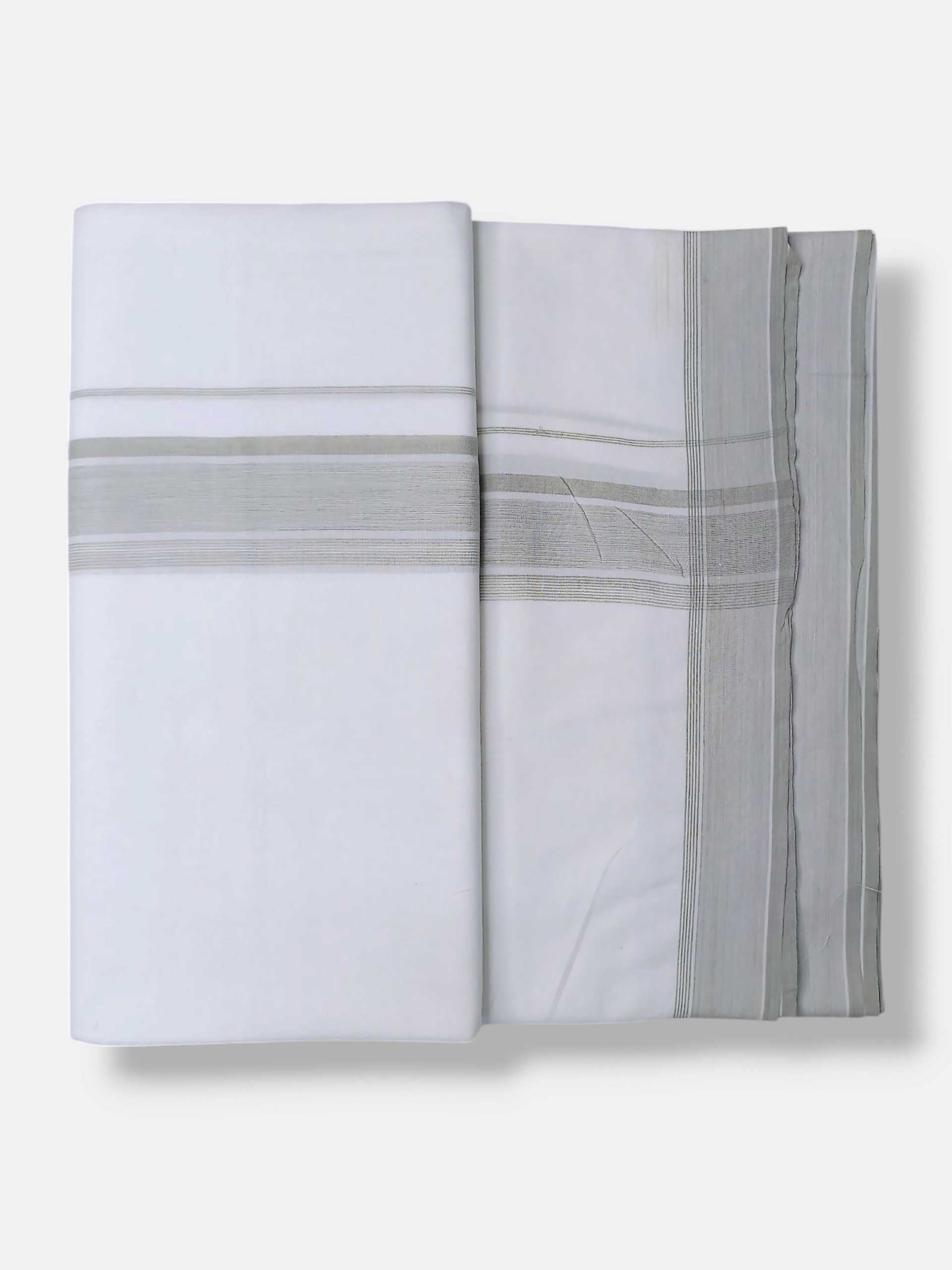 Pure White Cotton Men's Double Dhoti
