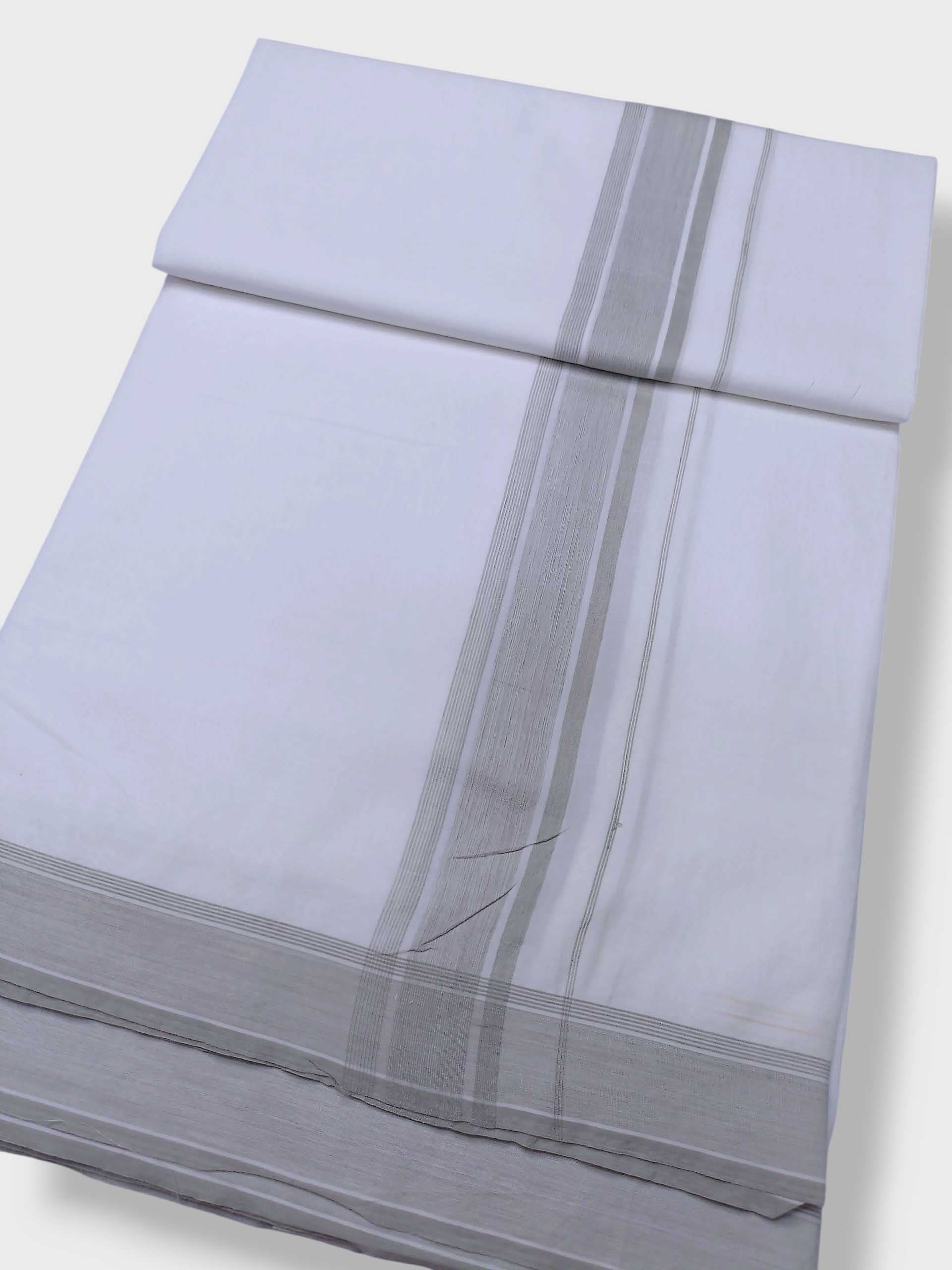 Pure White Cotton Men's Double Dhoti