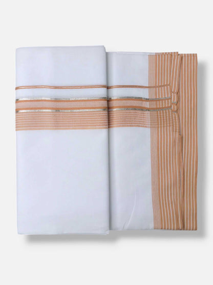 Pure White Cotton Men's Double Dhoti