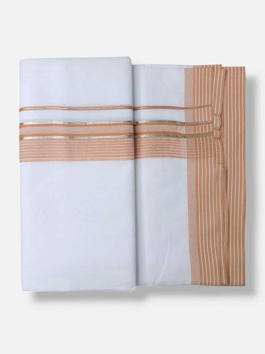 Pure White Cotton Men's Double Dhoti