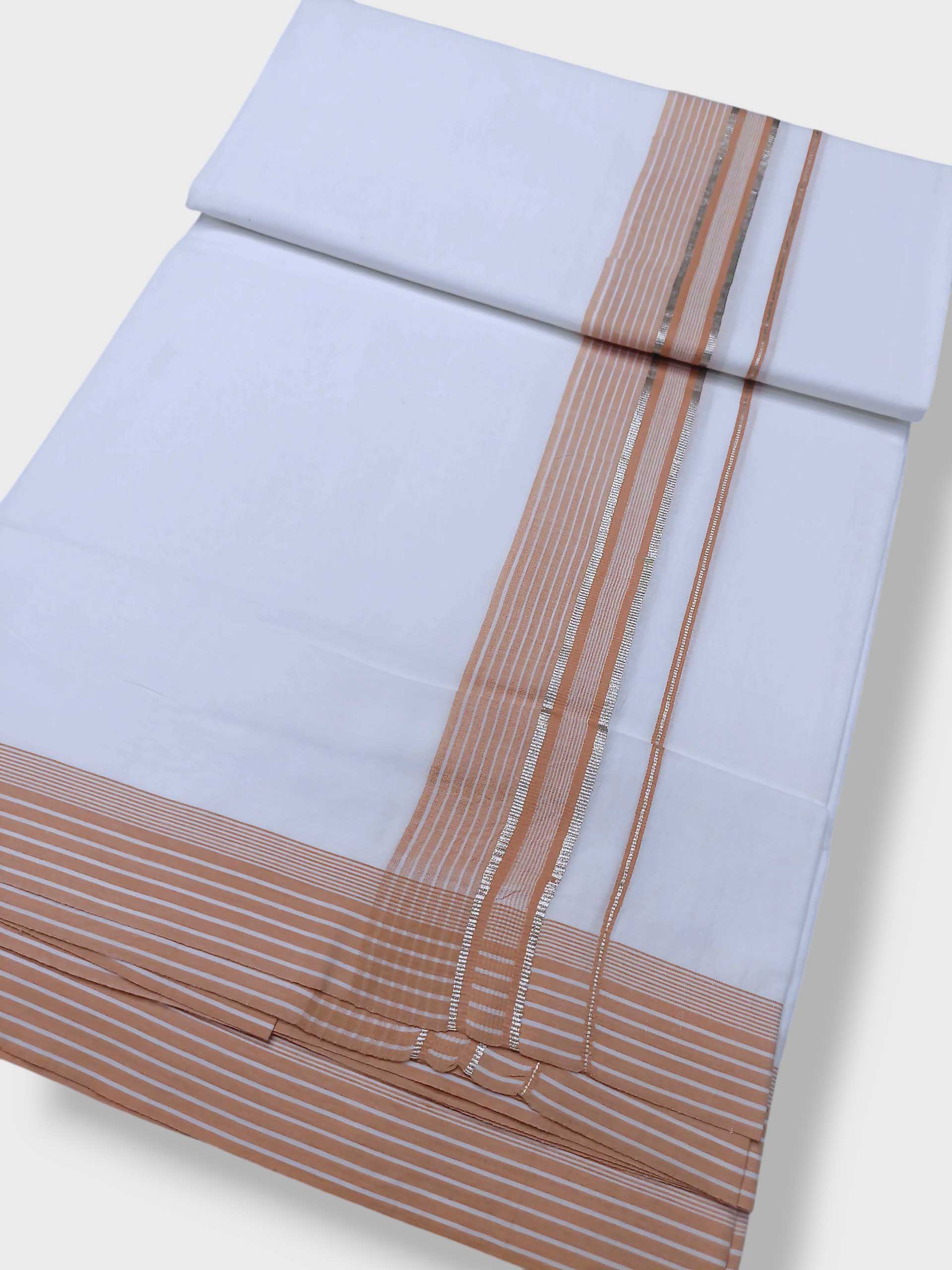 Pure White Cotton Men's Double Dhoti