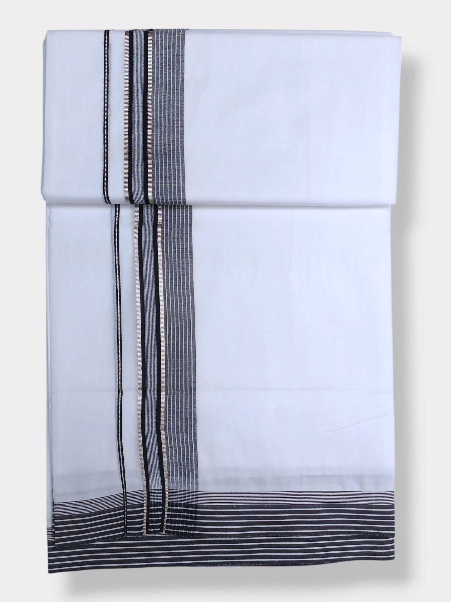 Pure White Cotton Men's Double Dhoti