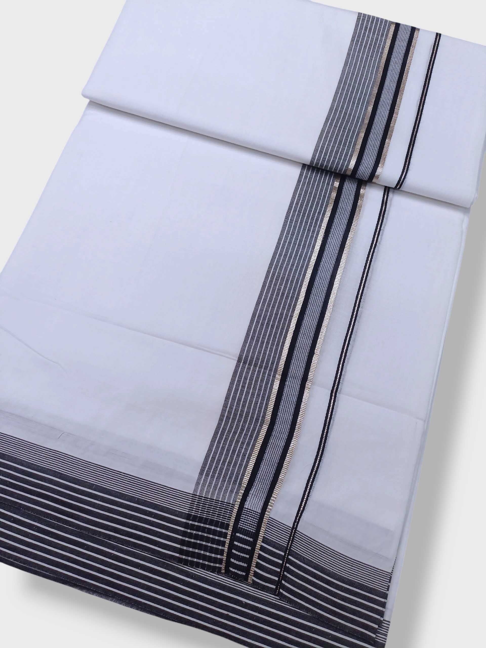 Pure White Cotton Men's Double Dhoti