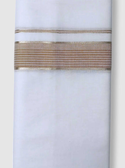 Pure White Cotton Men's Double Dhoti