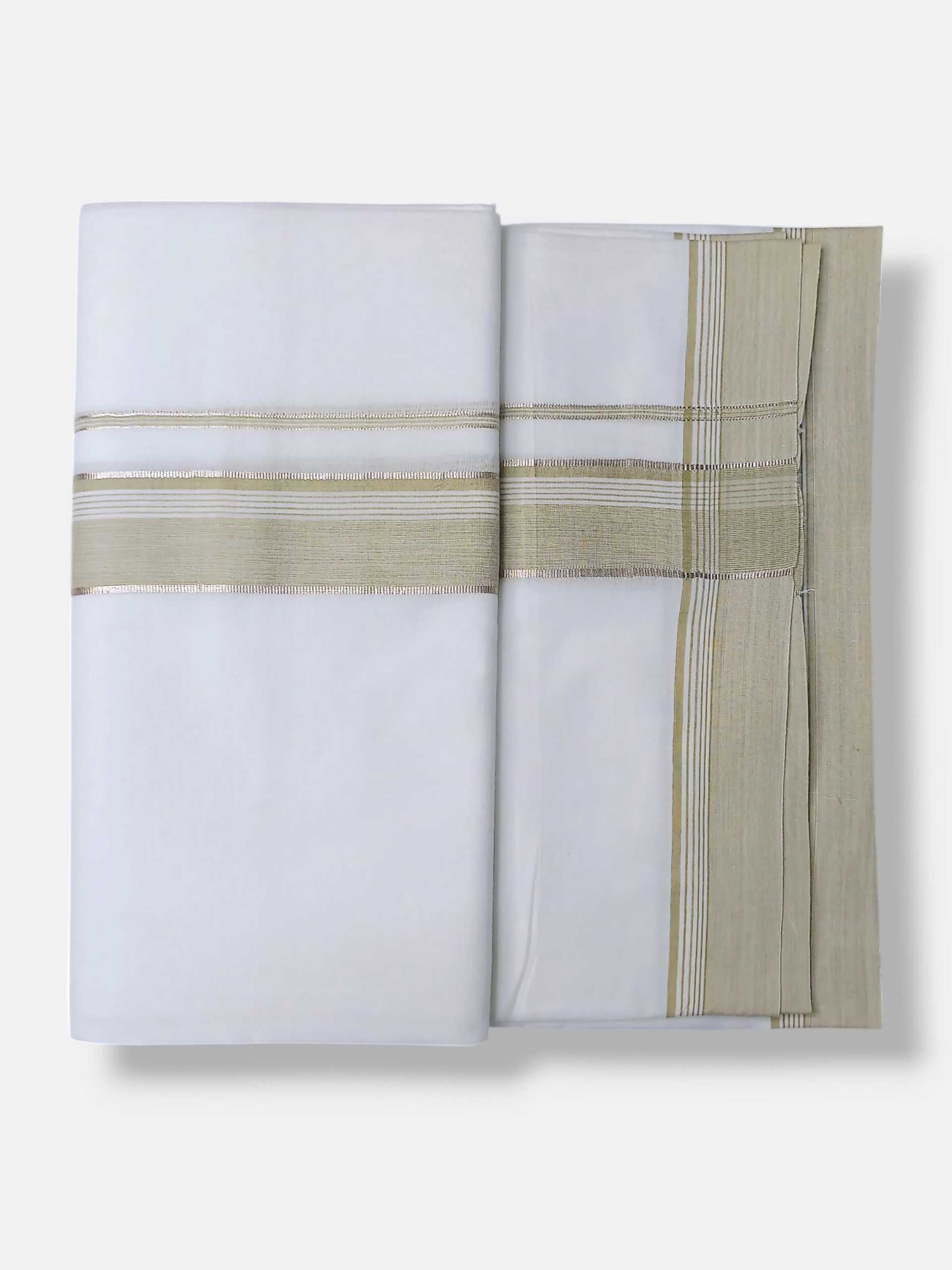 Pure White Cotton Men's Double Dhoti