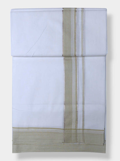 Pure White Cotton Men's Double Dhoti