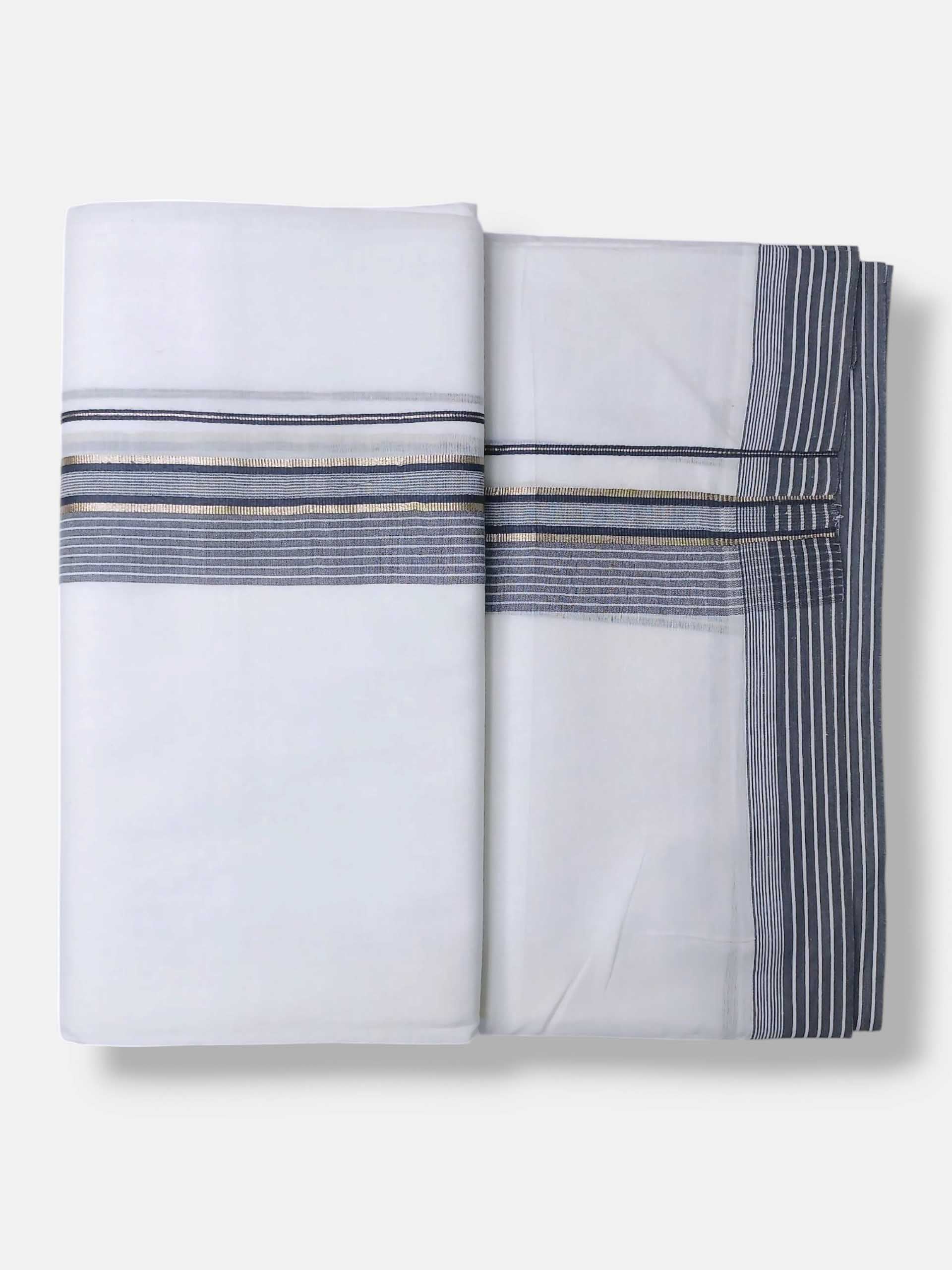 Pure White Cotton Men's Double Dhoti