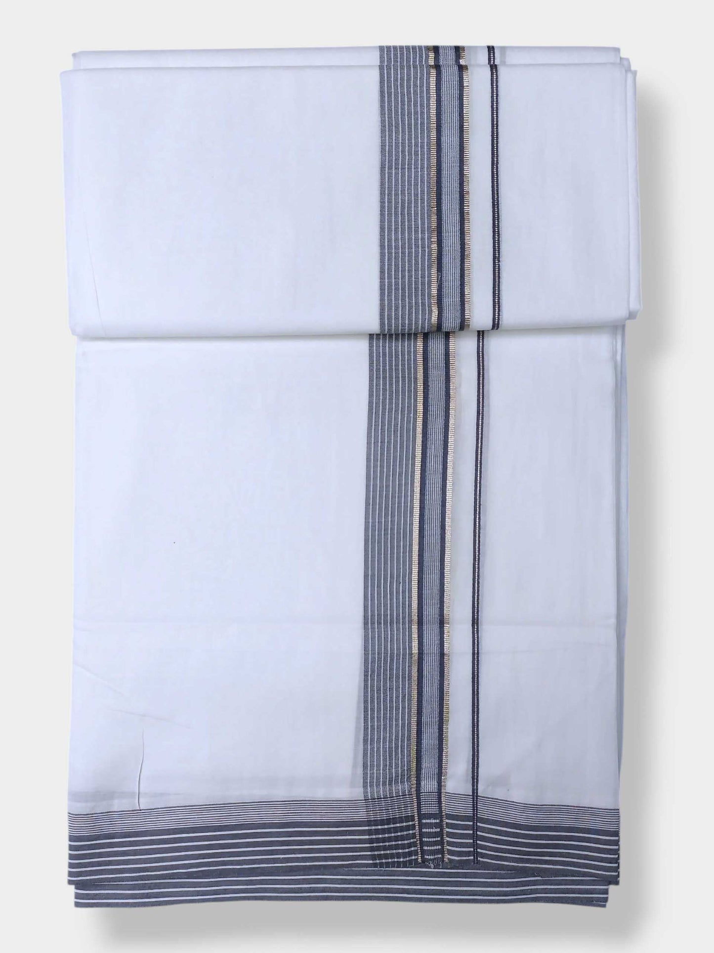 Pure White Cotton Men's Double Dhoti