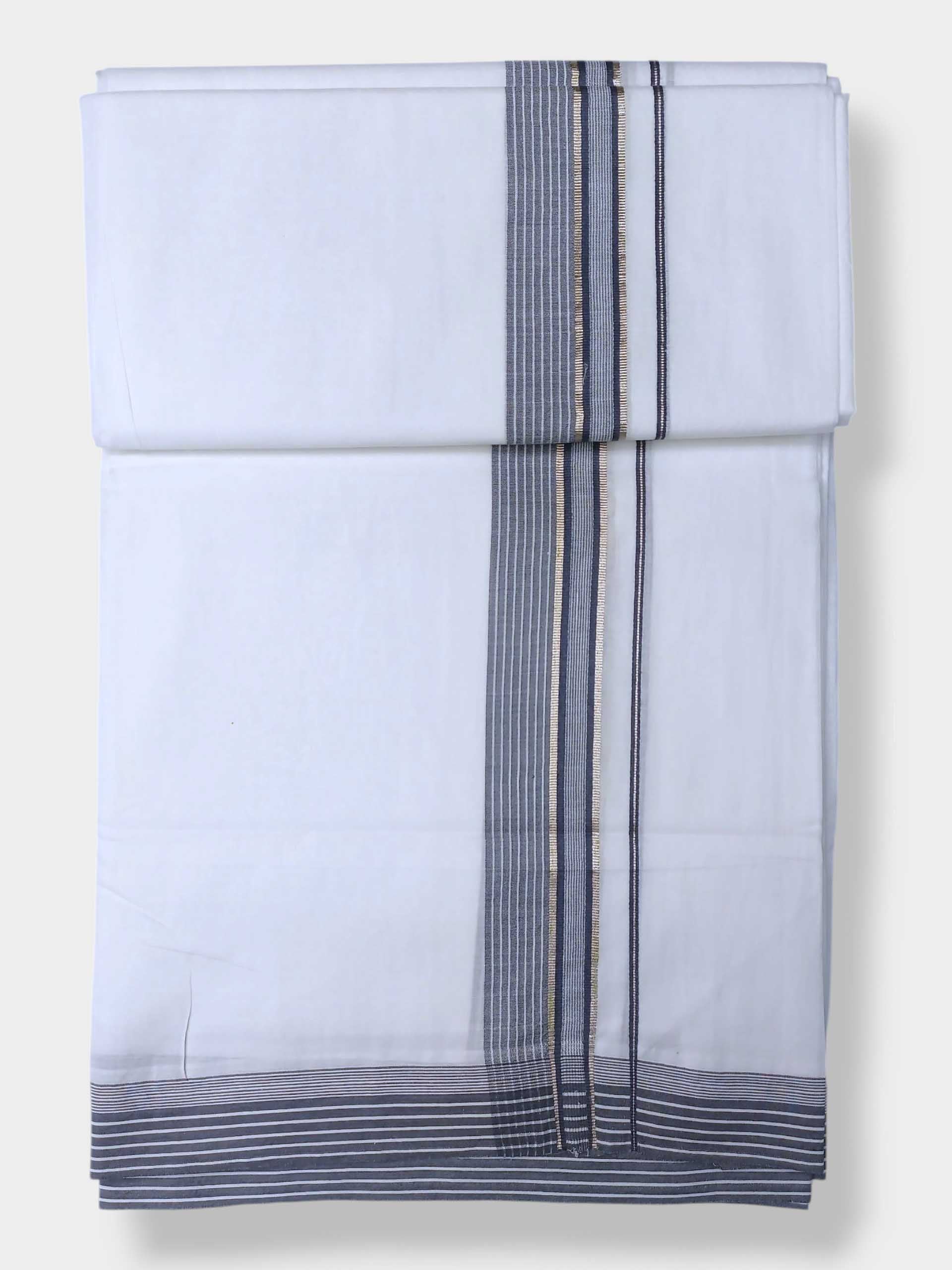 Pure White Cotton Men's Double Dhoti