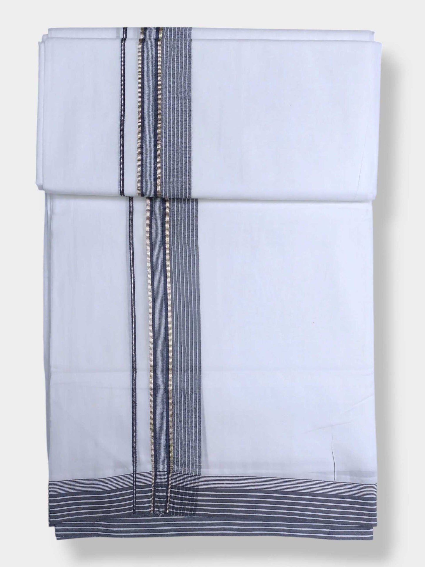 Pure White Cotton Men's Double Dhoti