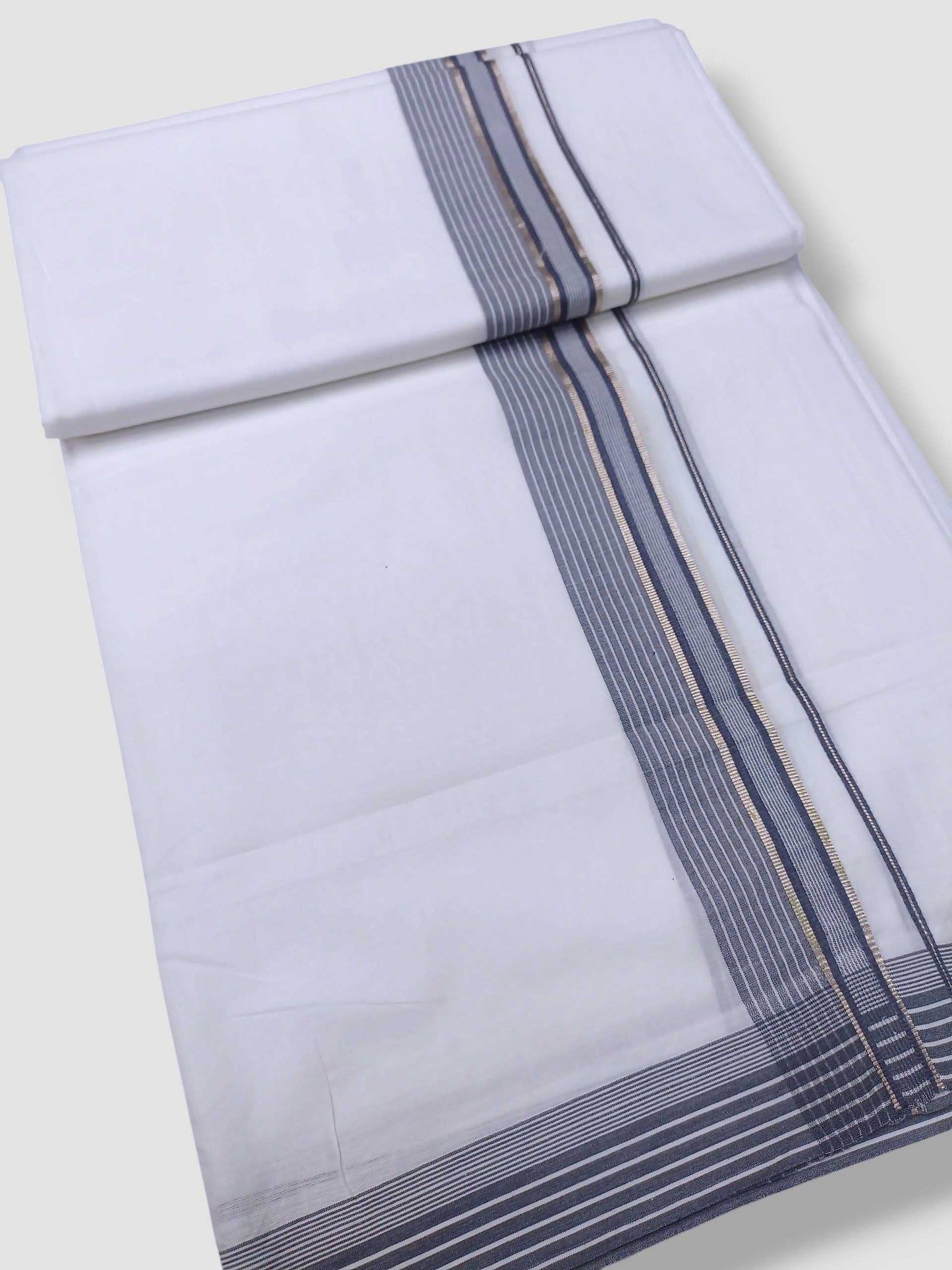 Pure White Cotton Men's Double Dhoti