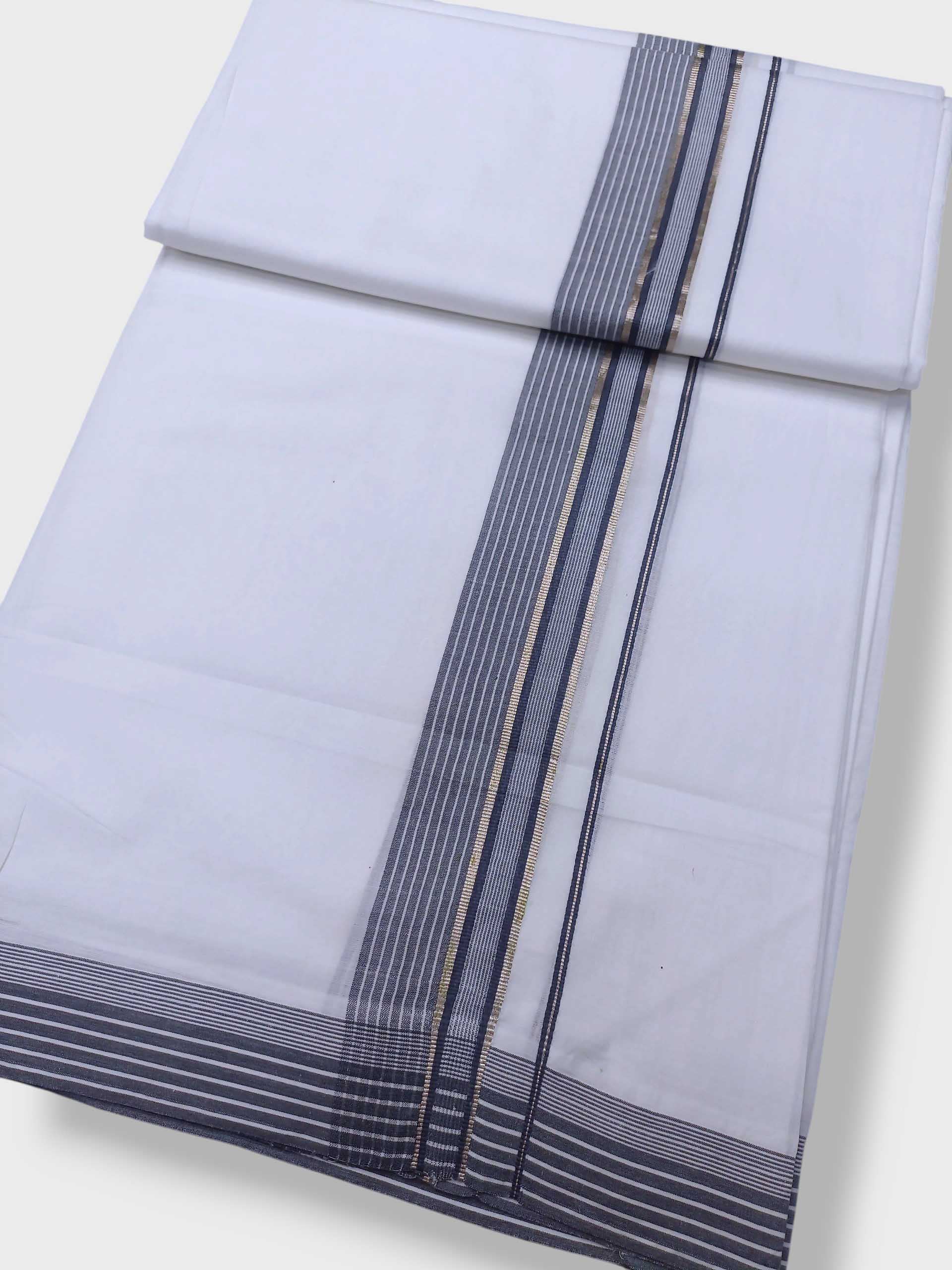 Pure White Cotton Men's Double Dhoti