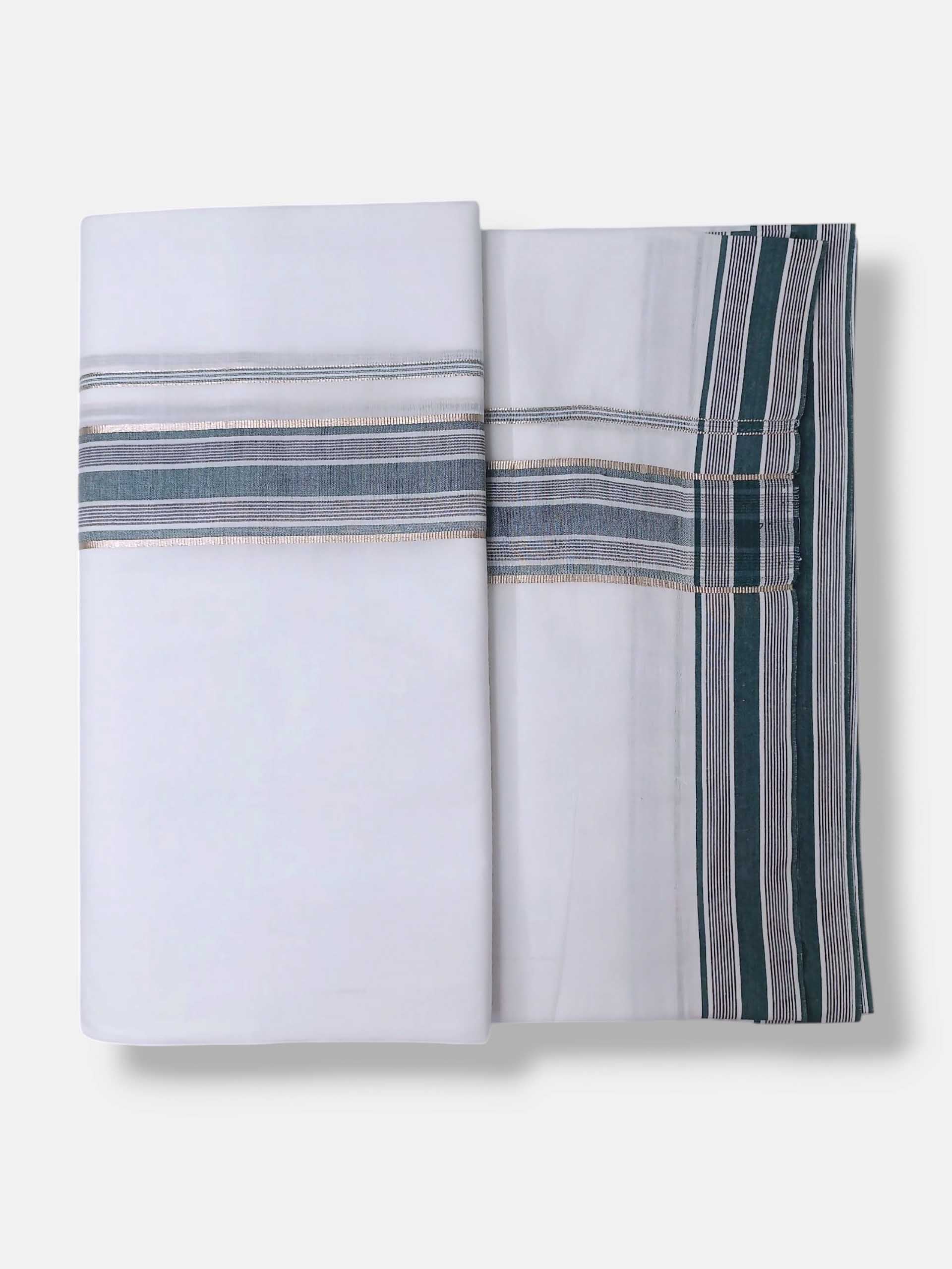 Pure White Cotton Men's Double Dhoti