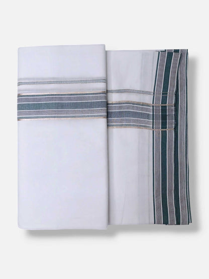 Pure White Cotton Men's Double Dhoti