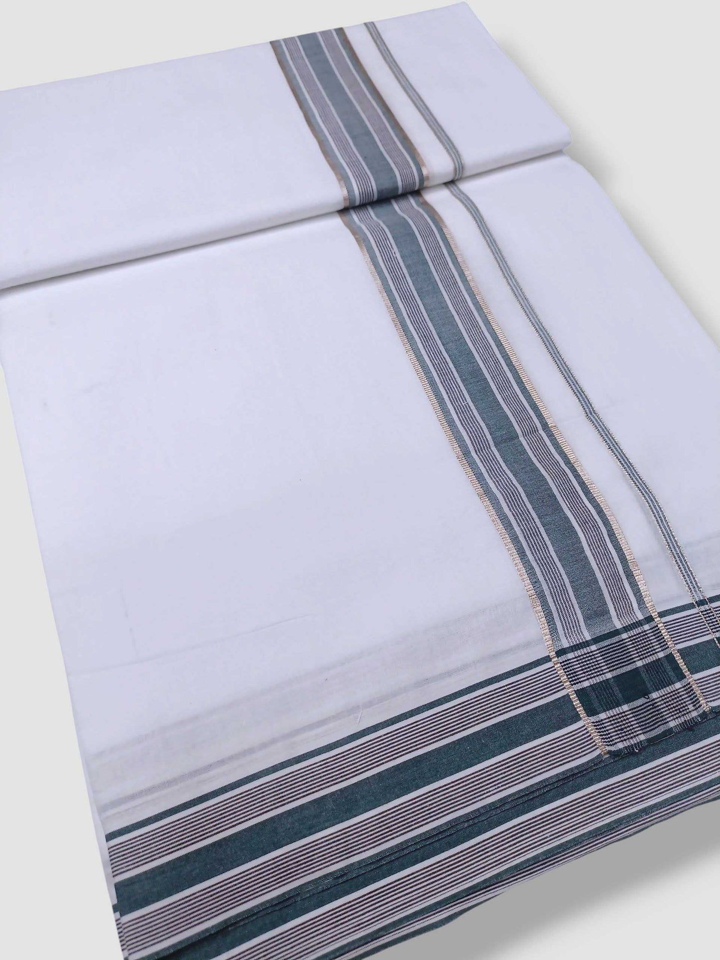 Pure White Cotton Men's Double Dhoti