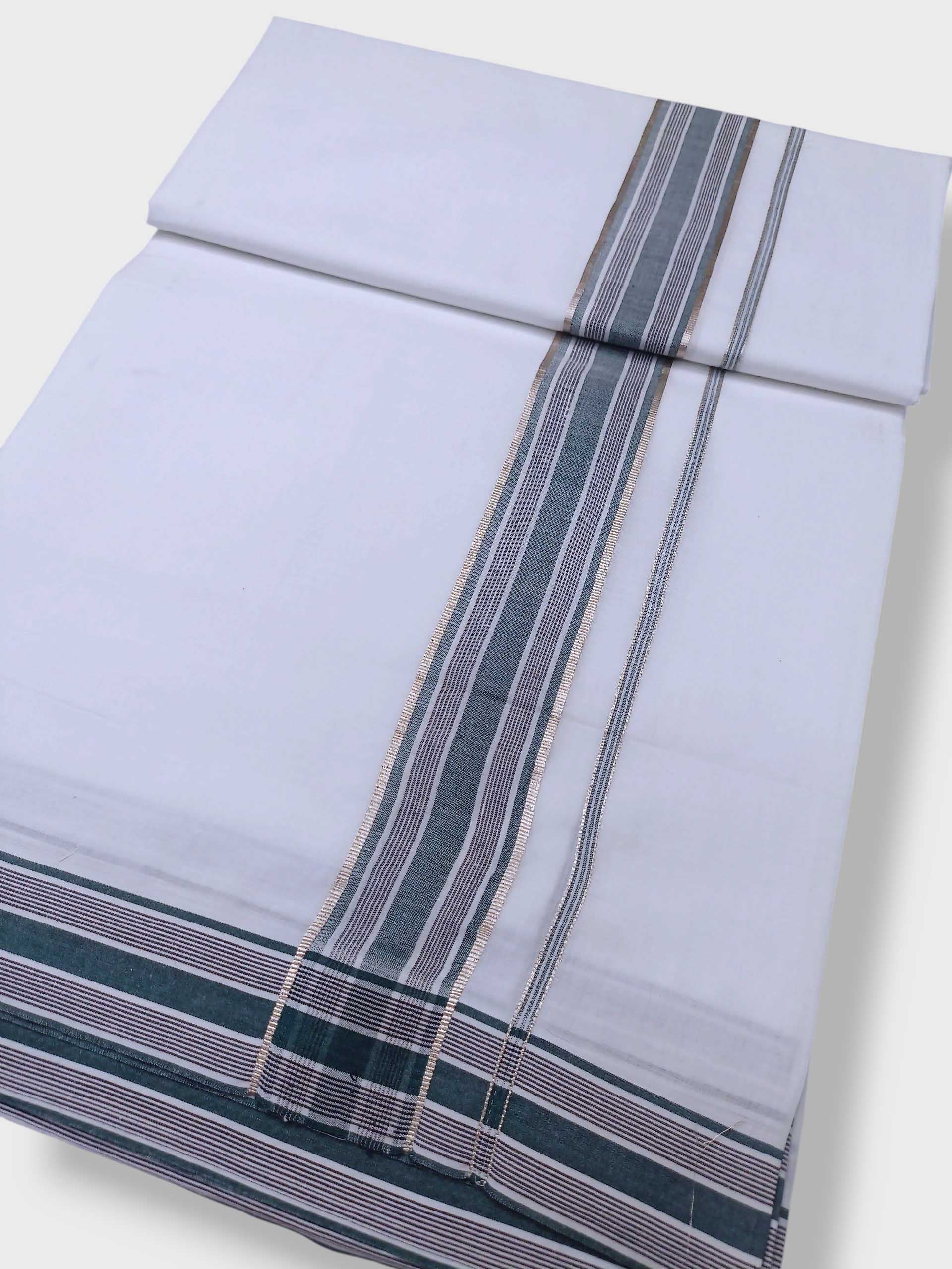 Pure White Cotton Men's Double Dhoti