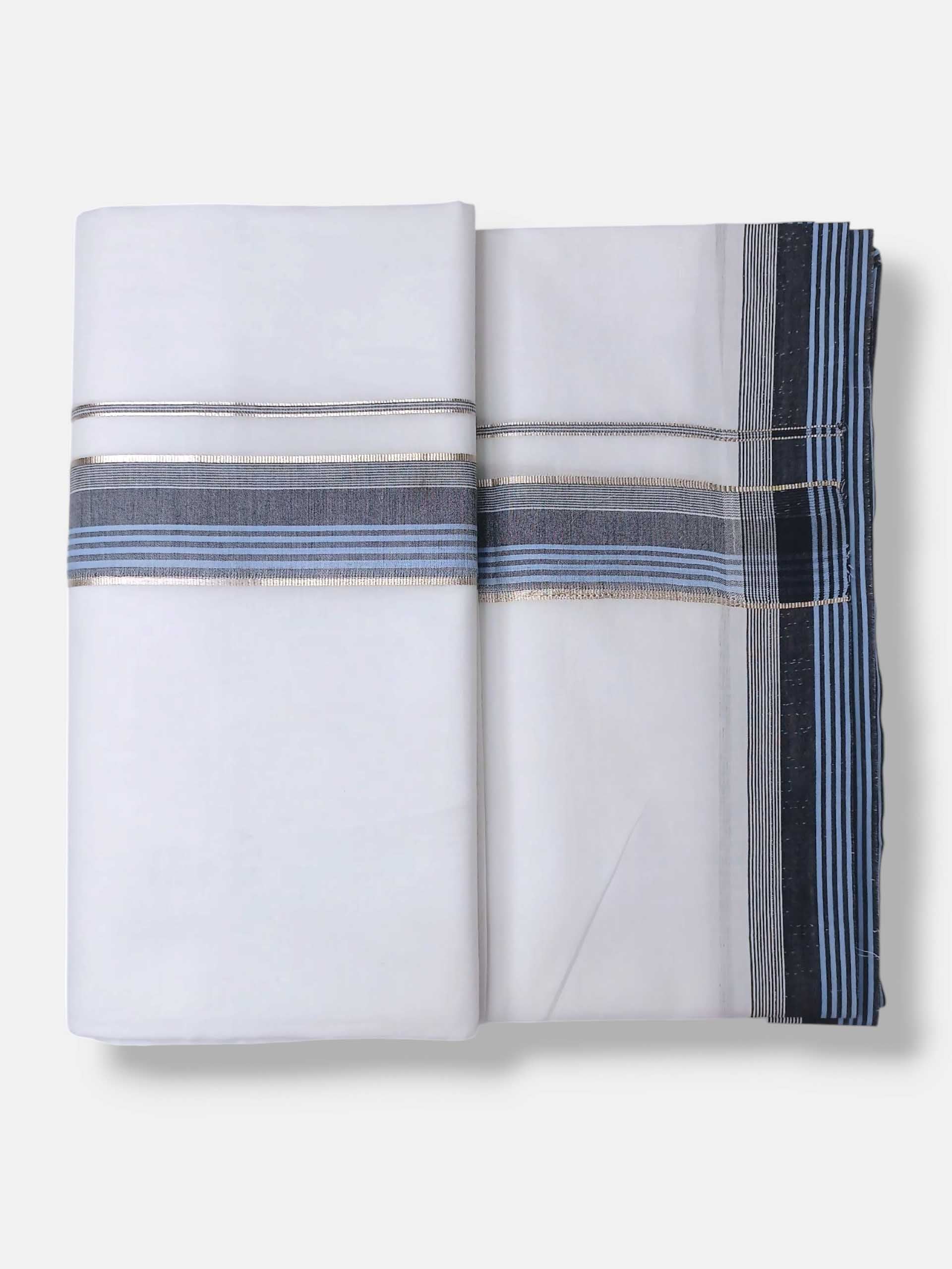 Pure White Cotton Men's Double Dhoti