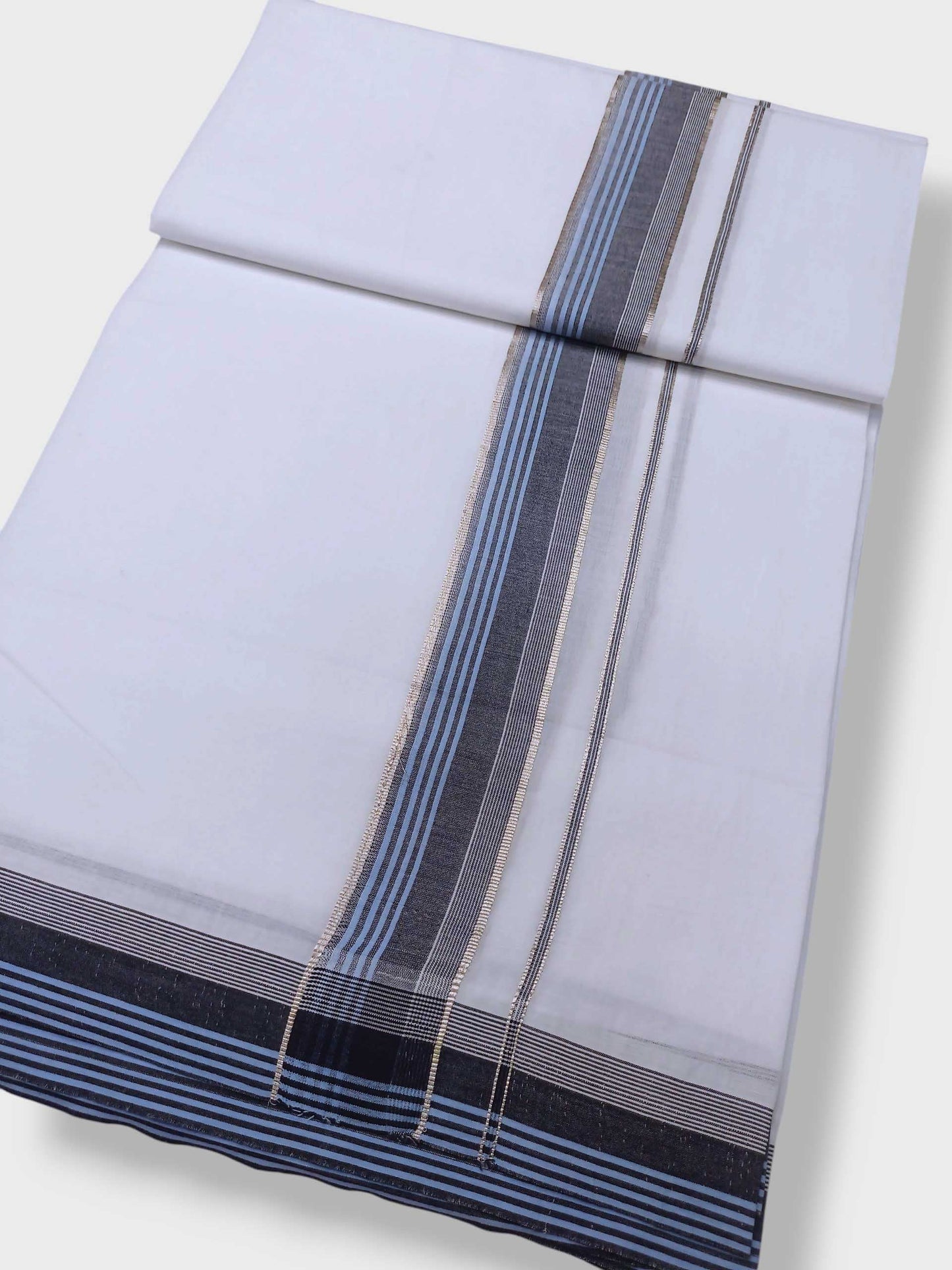 Pure White Cotton Men's Double Dhoti